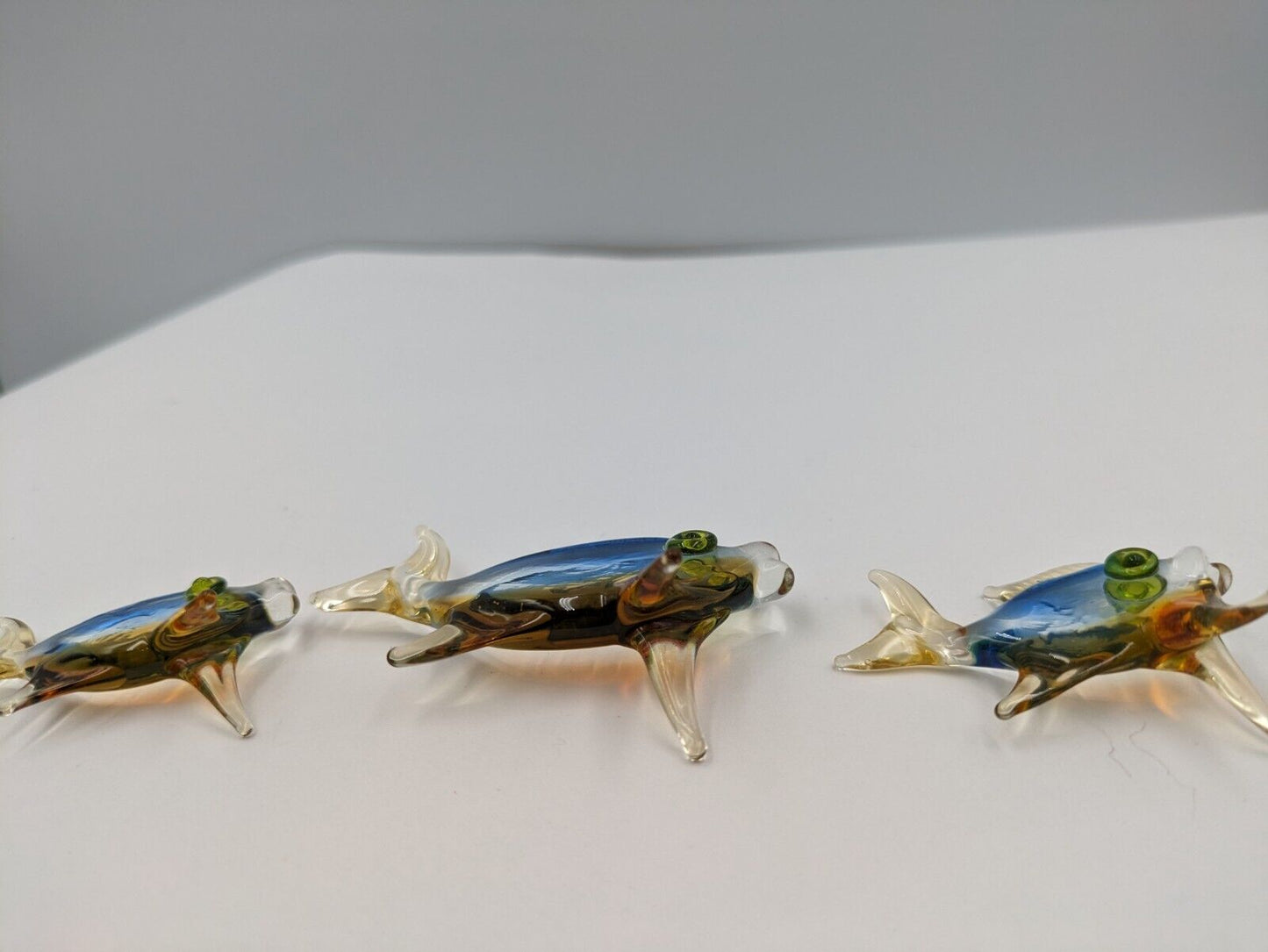3x Murano Glass Lauscha Glass Bimini Glass Fish Figure Ornament Set Shawl Mini