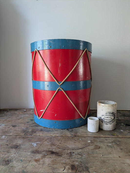 Vintage Drum Percussion Instrument Barrel Planter Table Xmas Tree Holder Stand 