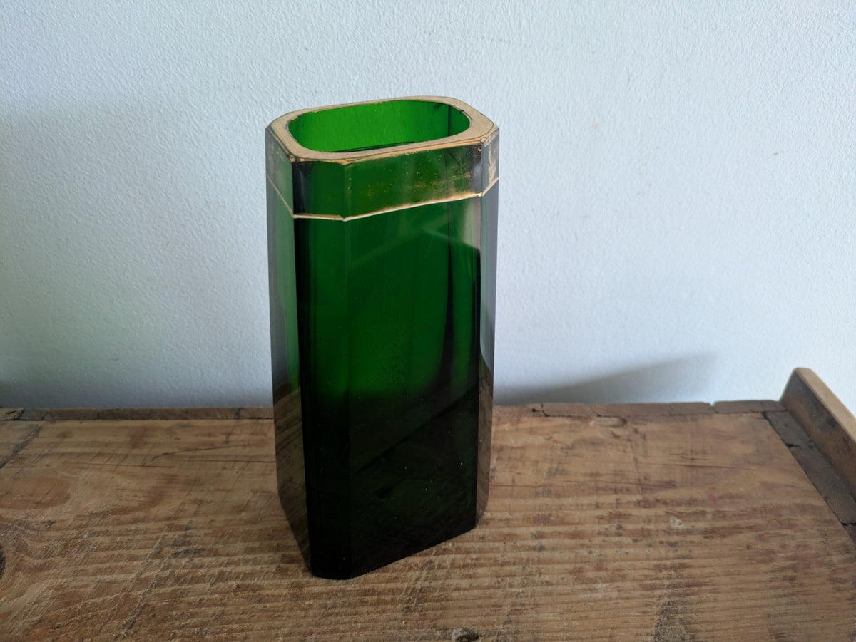 Rare Antique Vase Circa 1900 Claus Josef Riedel Polaun Art Deco Green Gilt Vtg
