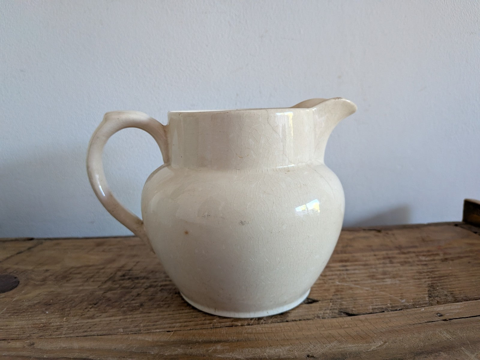 1940s Thomas Forester & Sons White Jug Pitcher Vase Crazing Buttering Vintage 