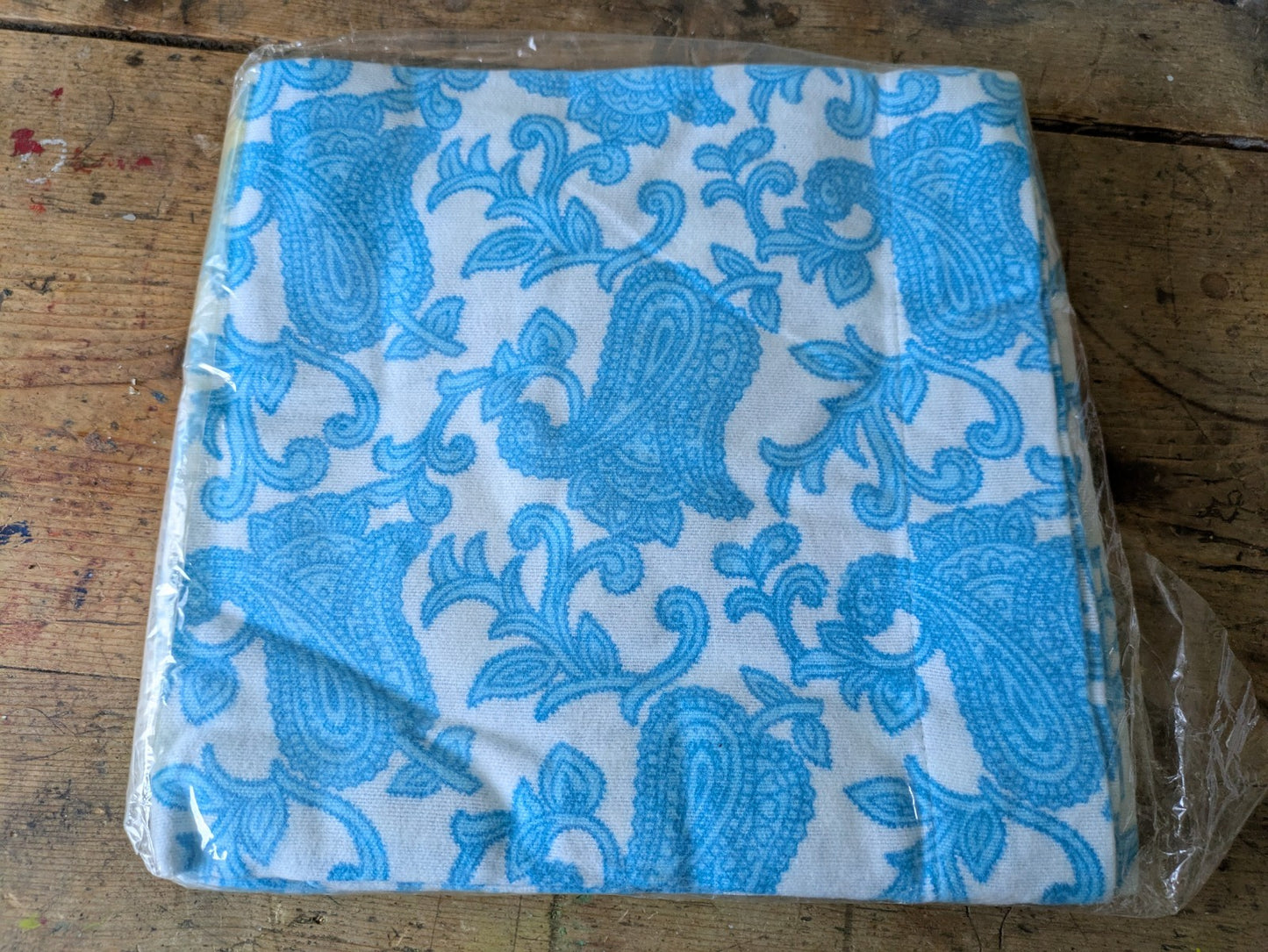 2x vintage pillow case Retro polycotton Blue patterned BNWT Prop New Pair Beddin
