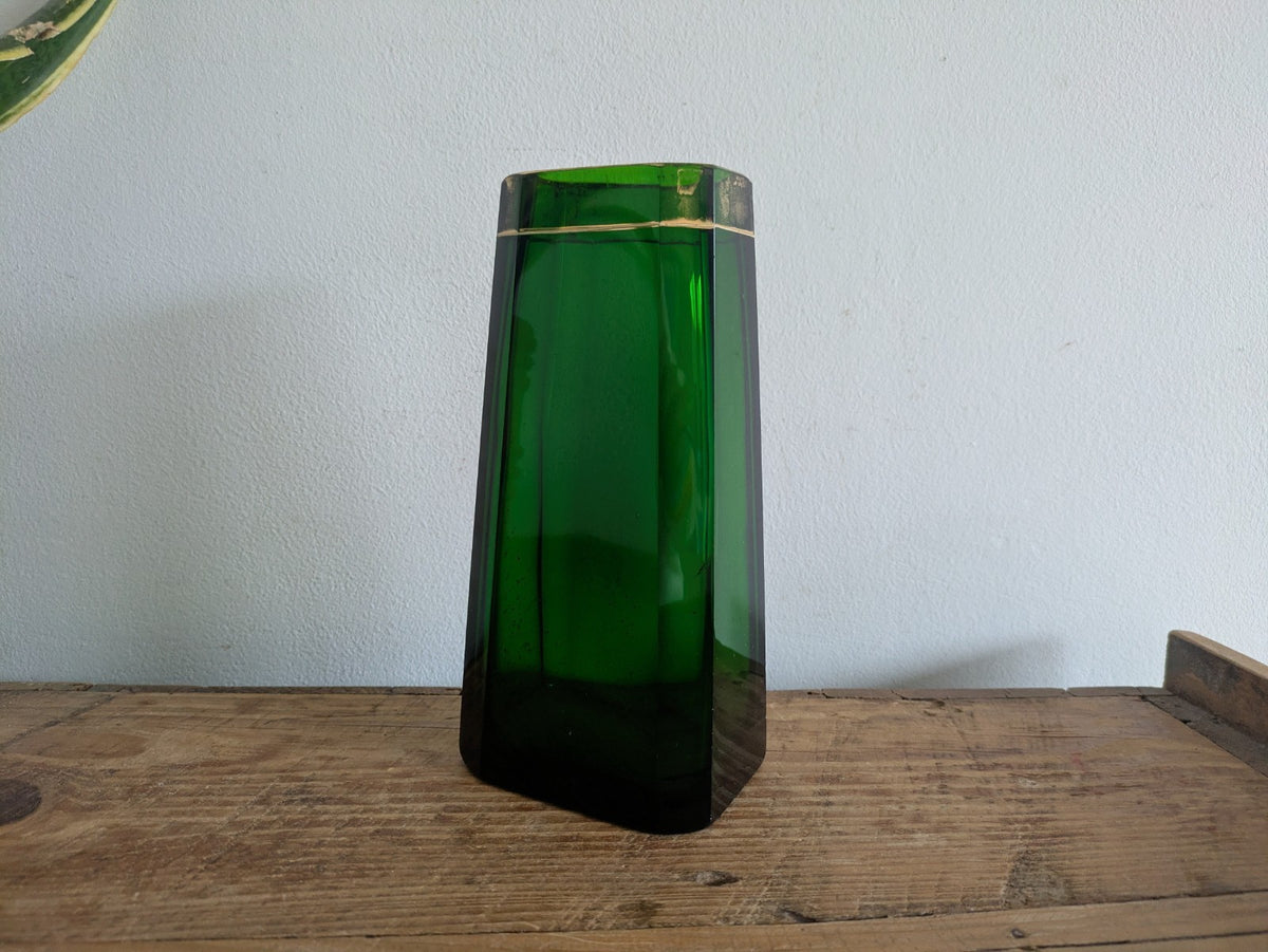 Rare Antique Vase Circa 1900 Claus Josef Riedel Polaun Art Deco Green Gilt Vtg