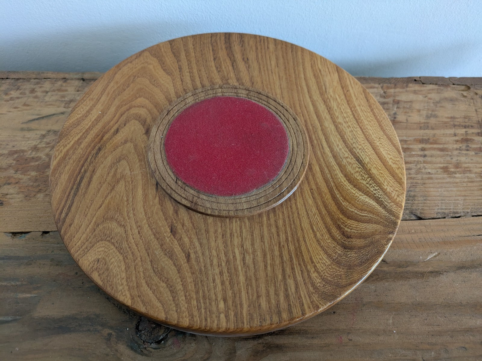 Vintage Mid Century Retro Solid Wood bowl Fruit Serving Round Prop Vgc Platter