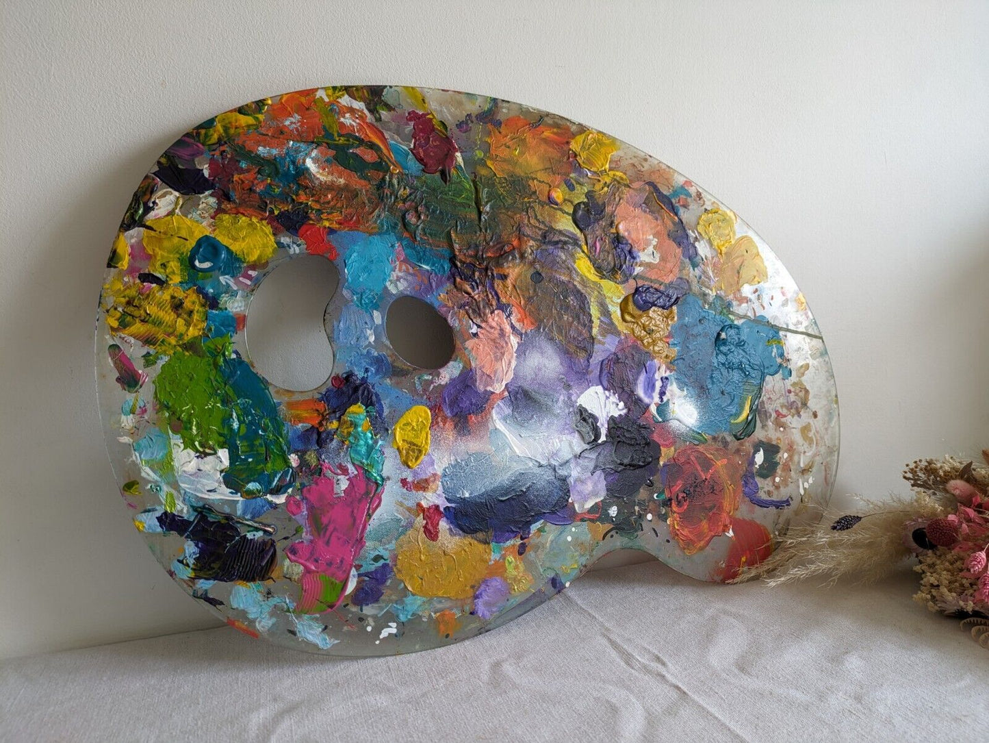 Vintage Artists palette Prop Perspex Art painting oil paints Kidney Jumbo Wall