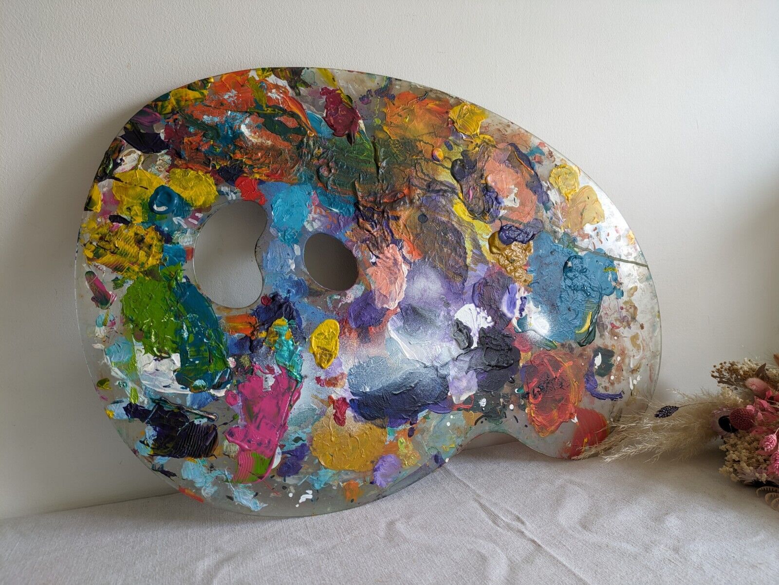 Vintage Artists palette Prop Perspex Art painting oil paints Kidney Jumbo Wall
