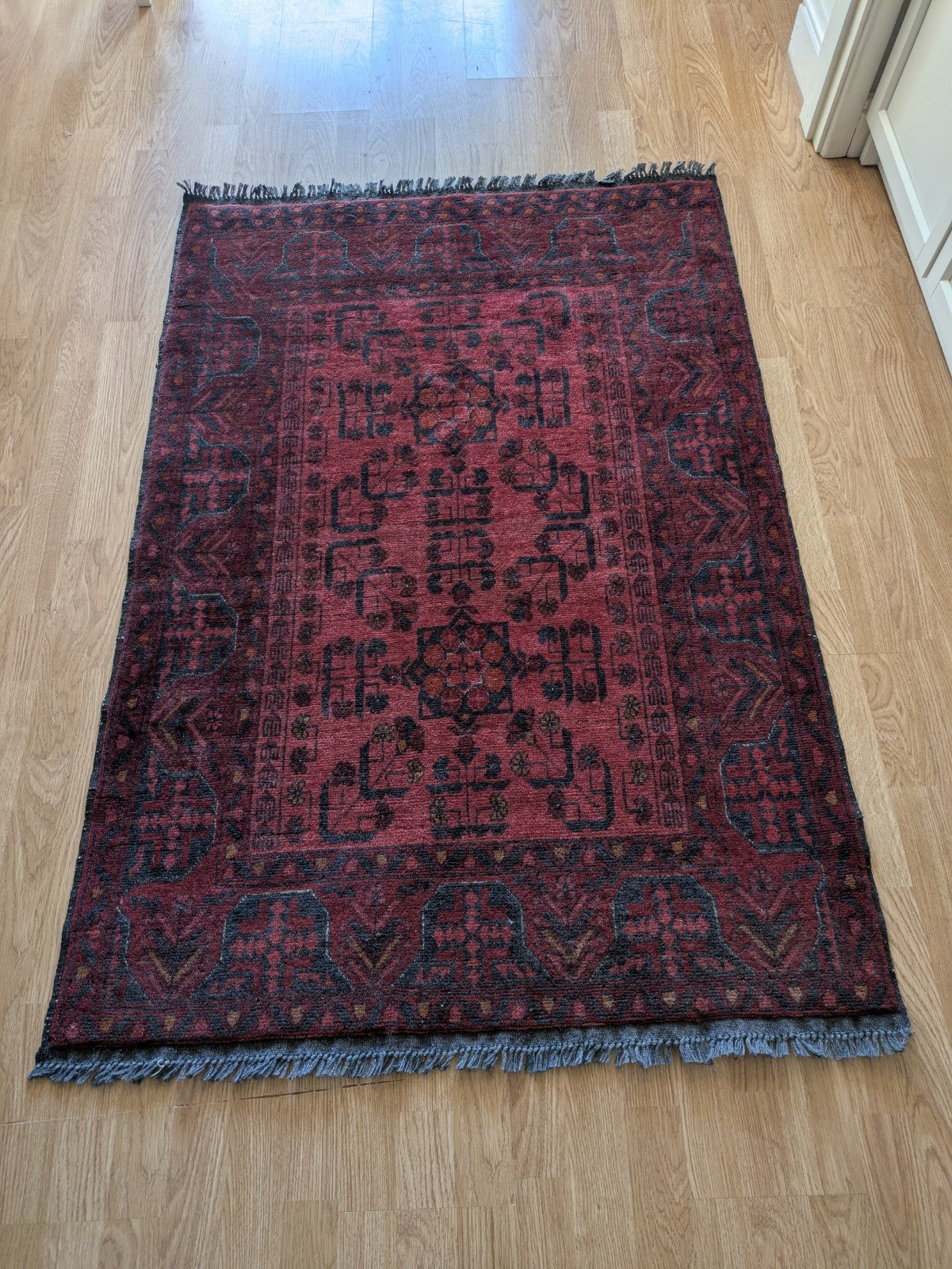 Afghan Handwoven Oriental Rug 151x99cm Top Condition Oriental Carpet Rug Red Lrg