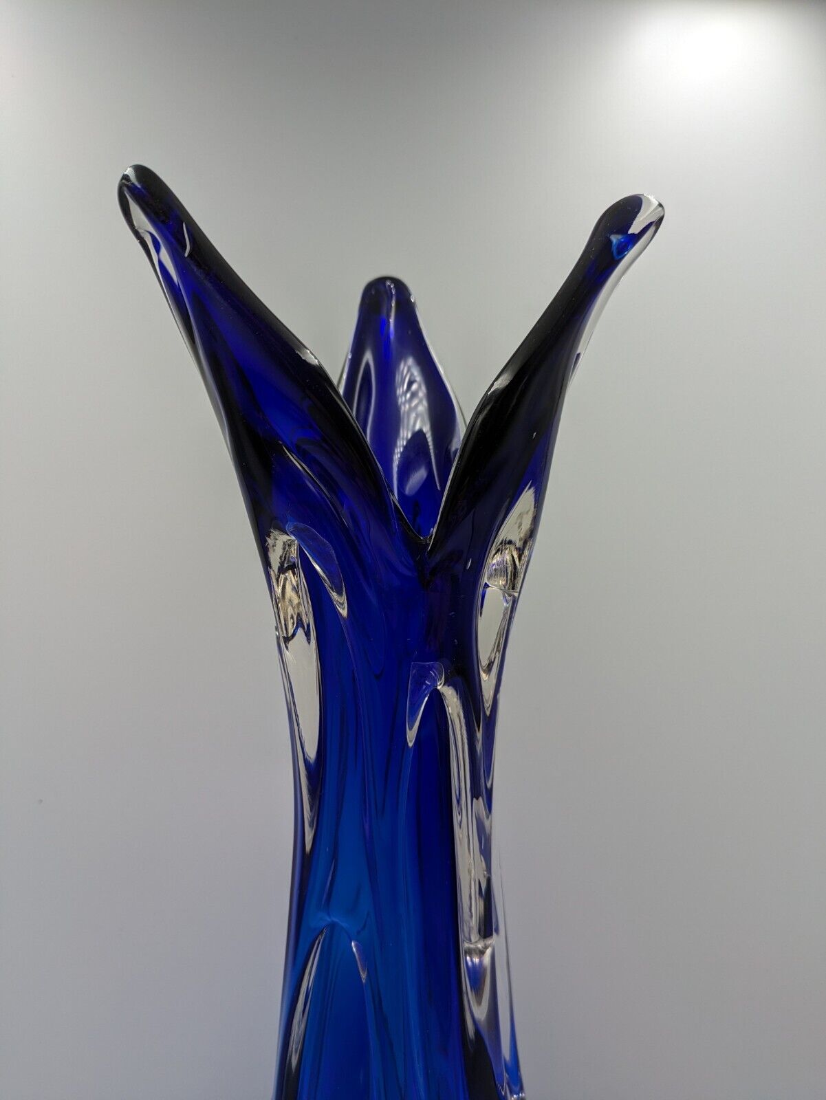 Vintage Bohemian Large Glass Vase By Jan Beranek, Skrdlovice Colbalt Blue 1960’s