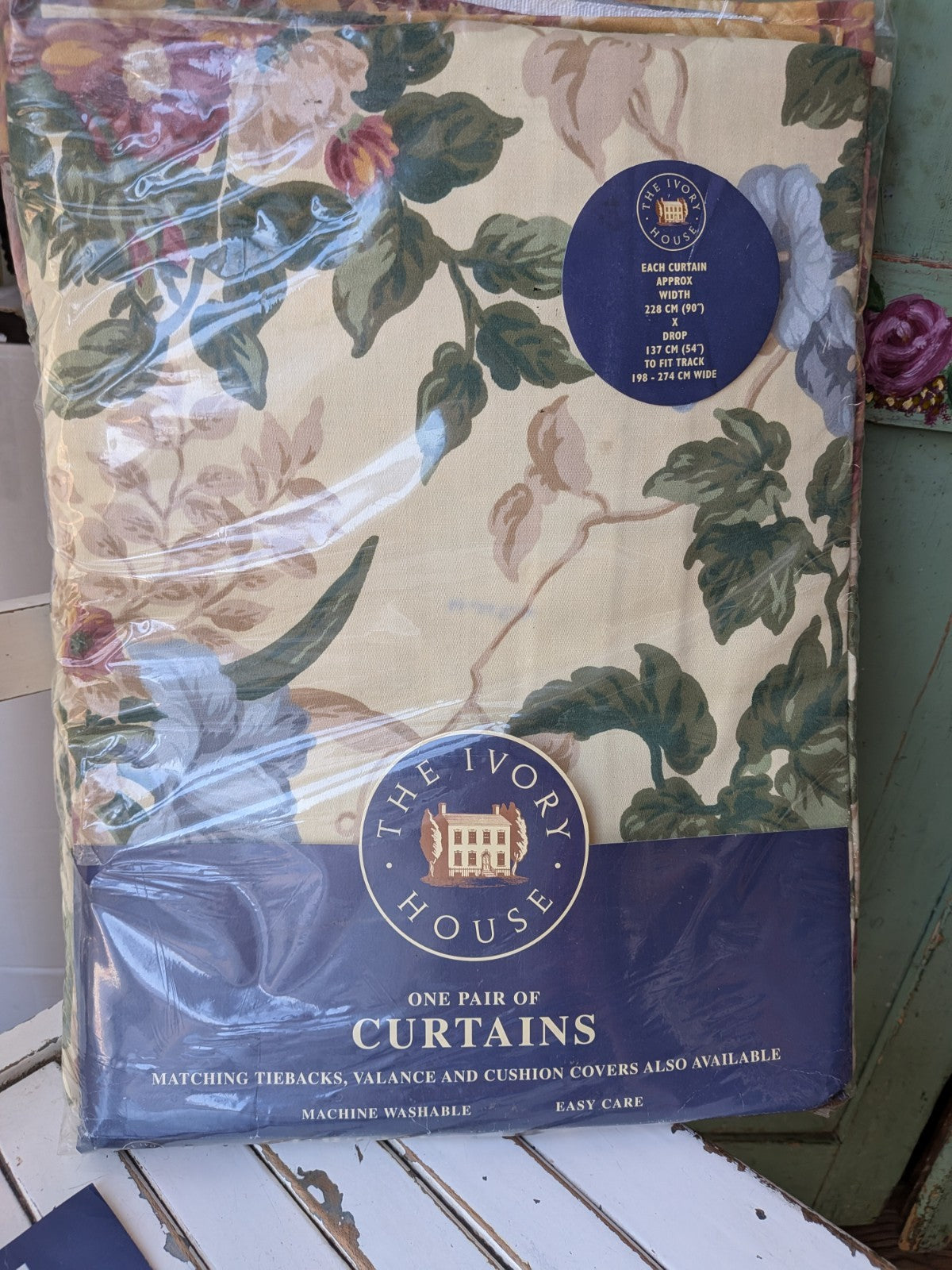 Ivory House Lined Curtains 228cm W 137cm D Floral Chic New Ready to Hang 