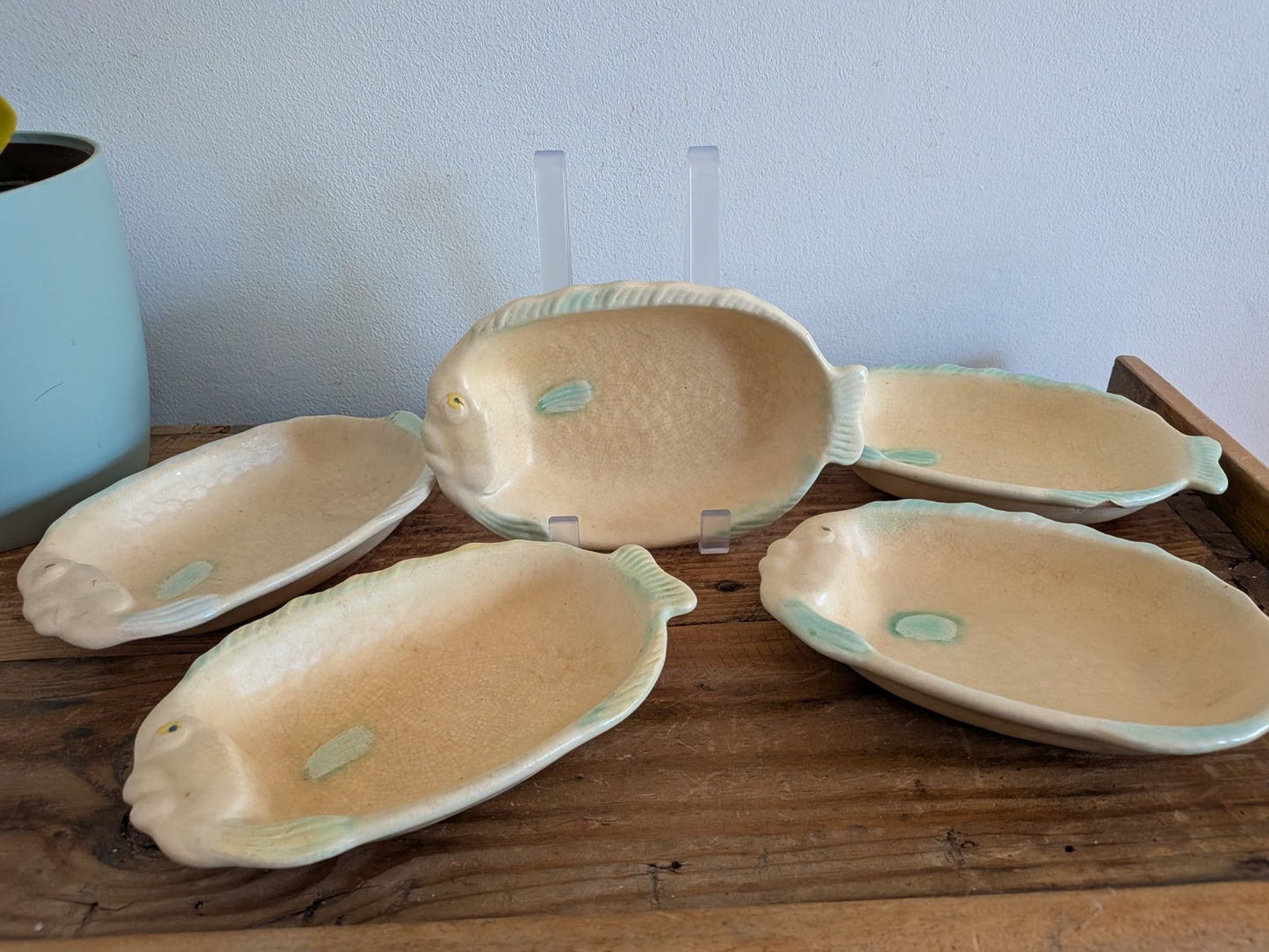5x Shorter & Son Art Deco Fish Plate Bowls Dishes Matt glaze Clarice Cliff Serve