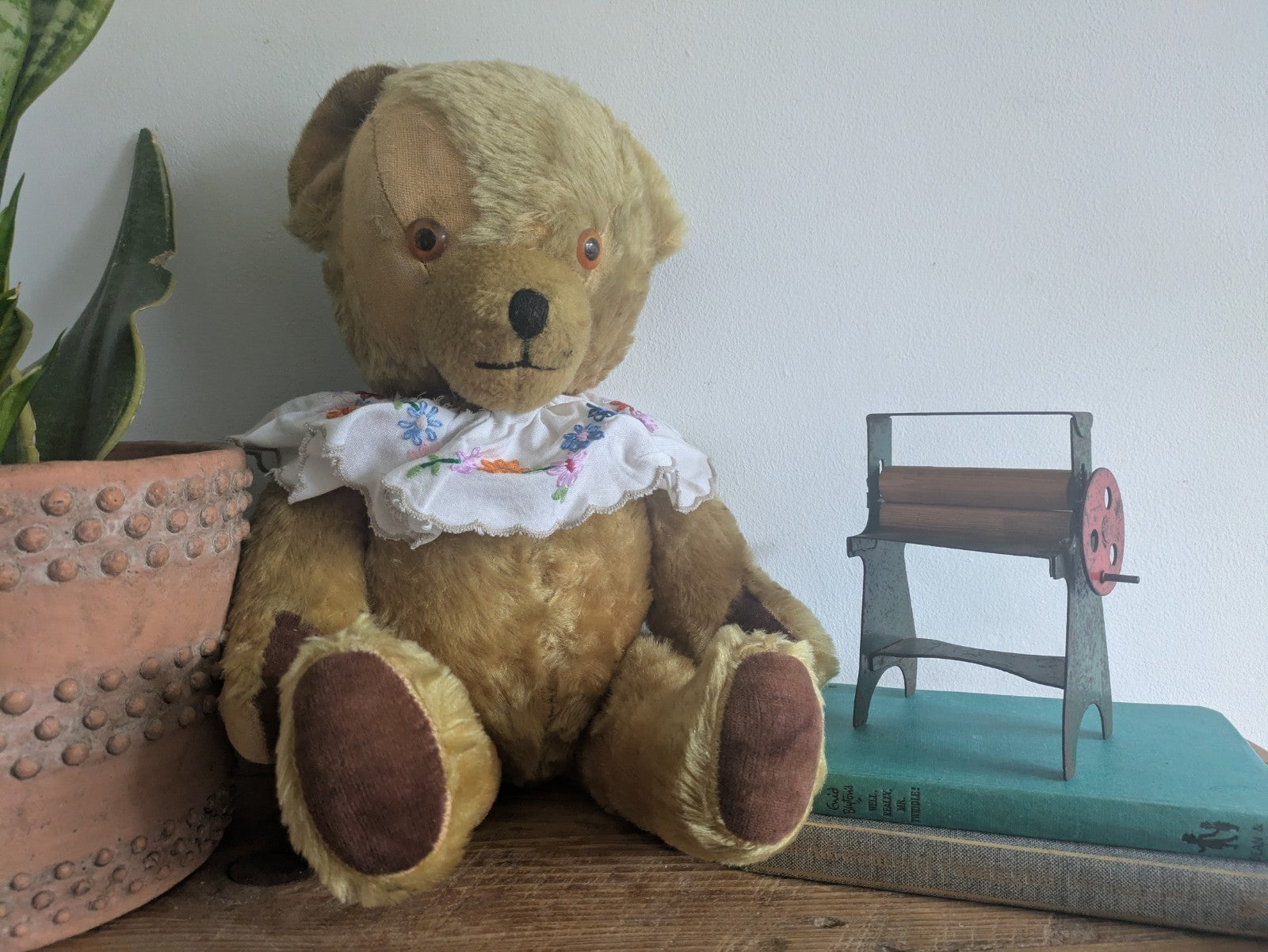 XL Vintage Antique Mohair Teddy Bear Working Growler Bell Tilt Toy Jointed Rare