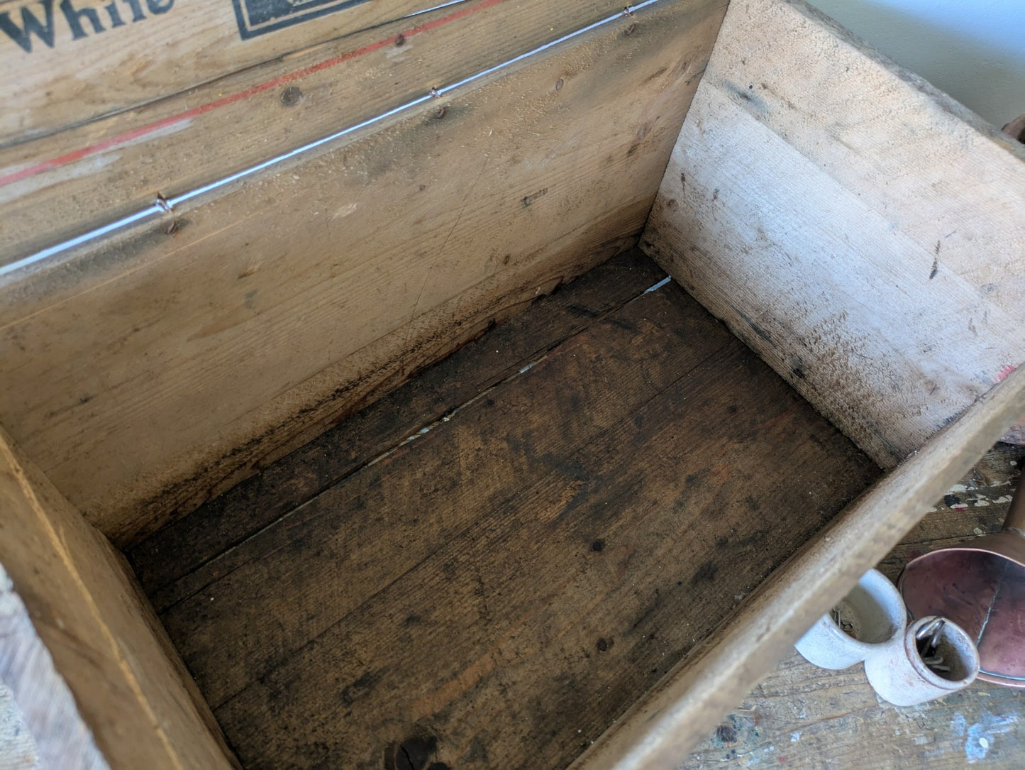 Antique Colmans Starch Printed Wooden Crate Original Large Vintage Advertising 