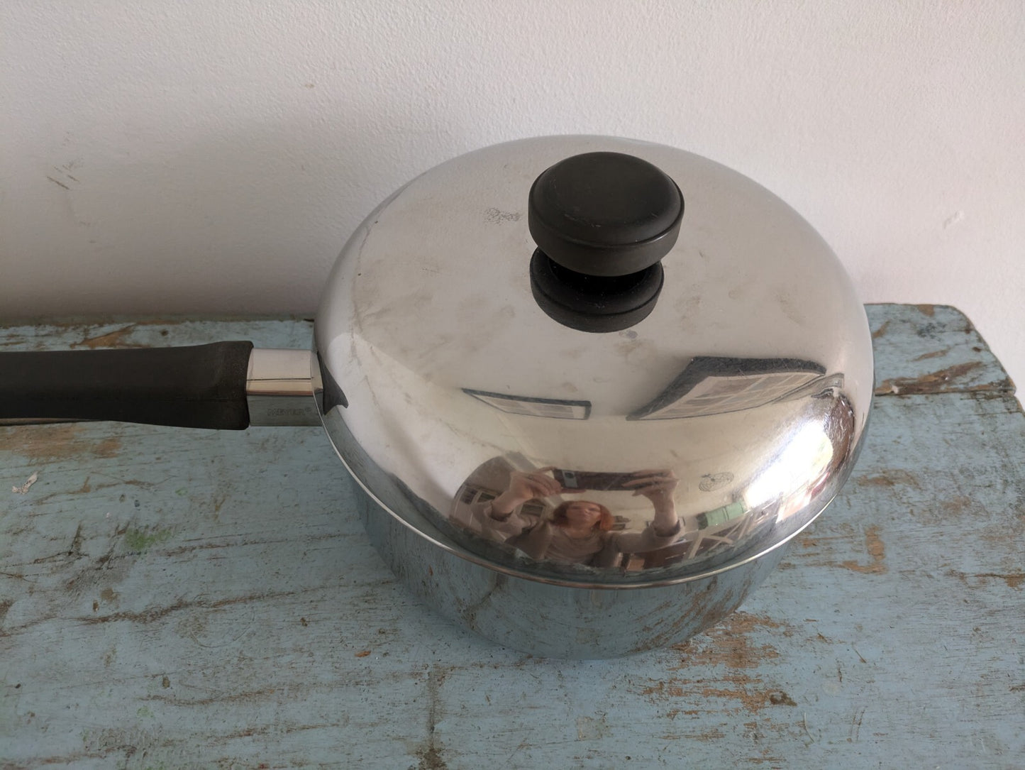 Vintage Retro Meyer Stainless Steel Cookware Stock Pot Saucepan w/lid Prop Old