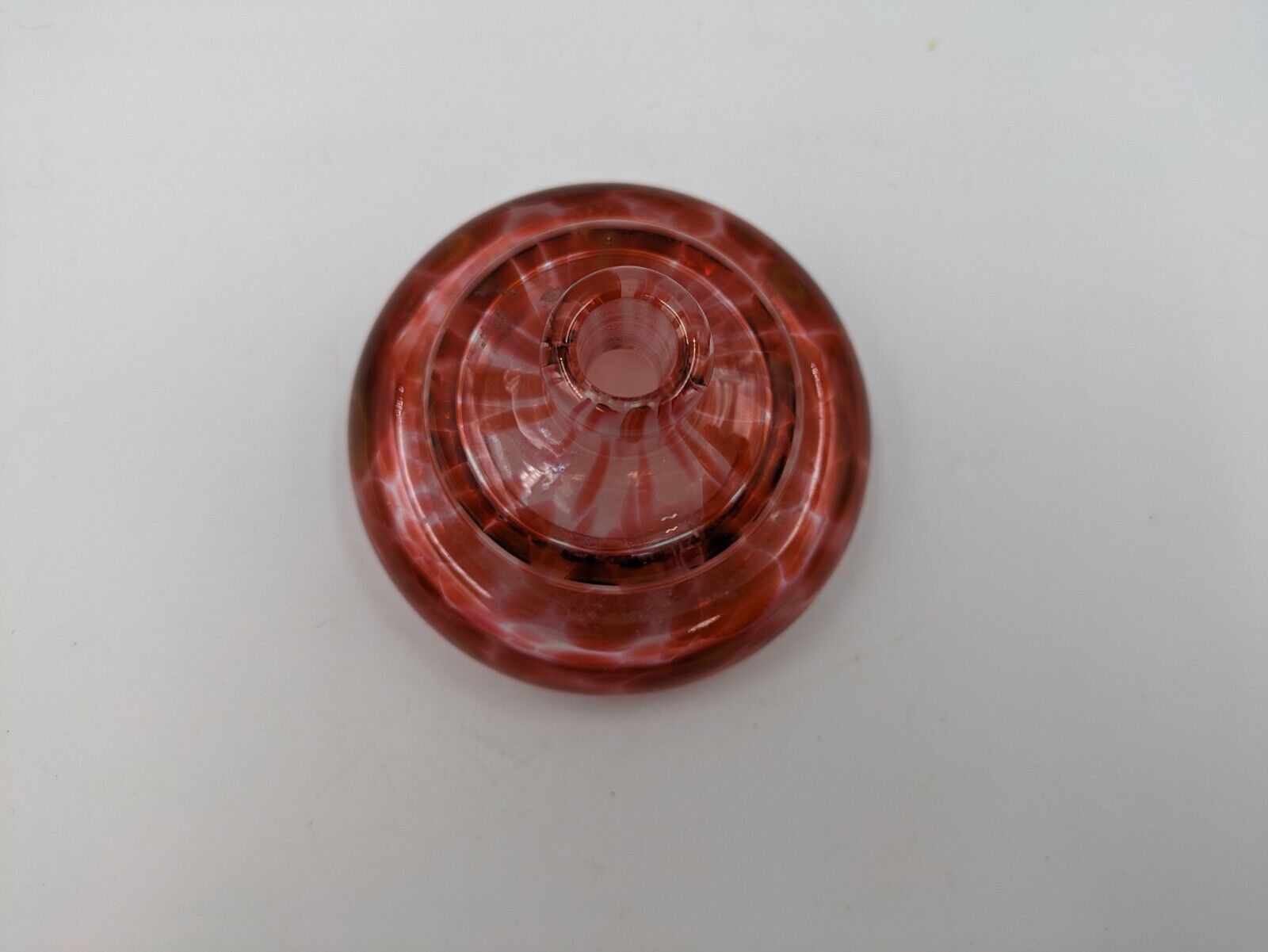Vintage Red Mottled Langham Glass Perfume Bottle Shaped Rare Inkwell Art Prop
