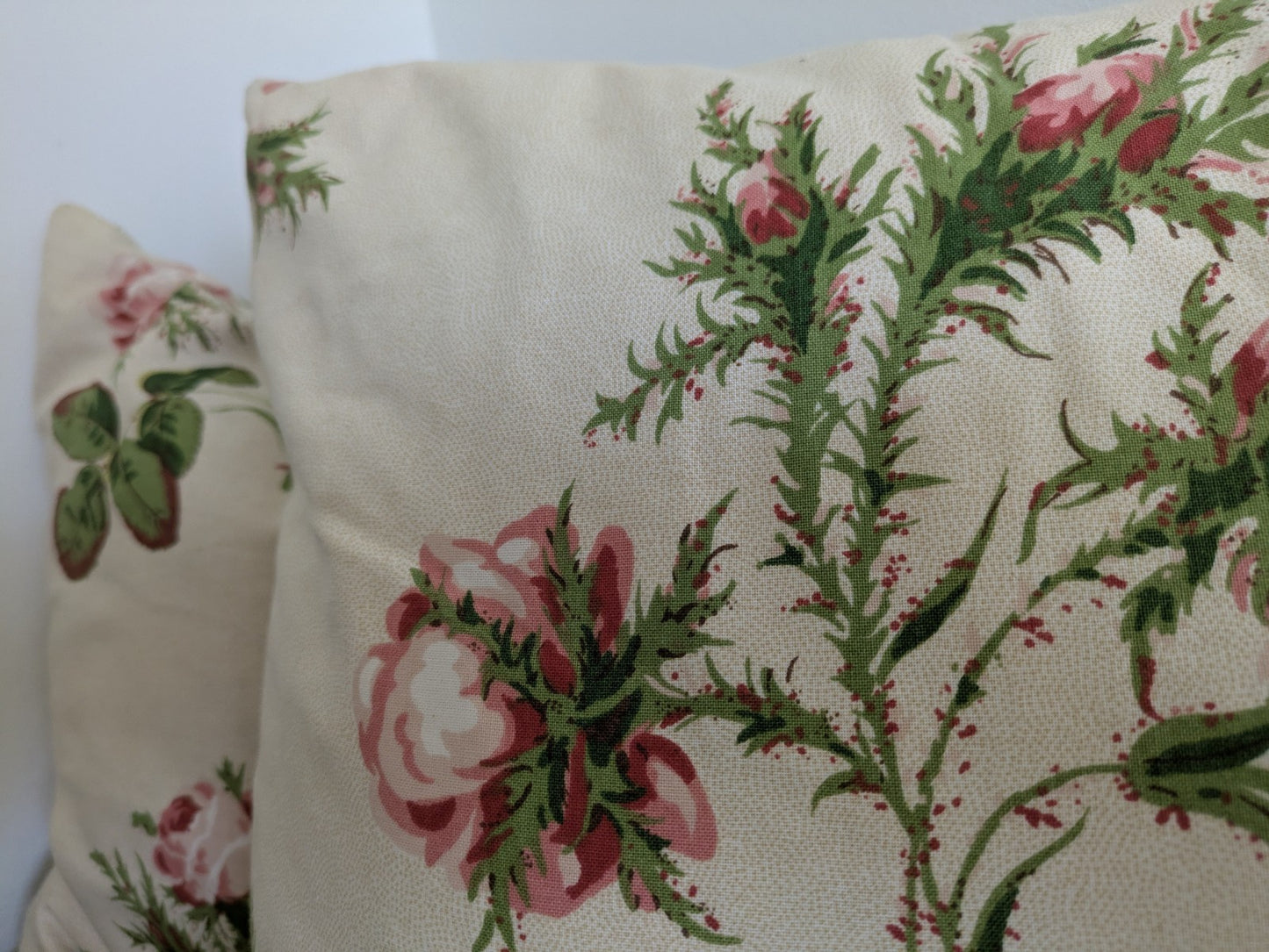 Pair Pretty Cushion Cover Filled Vintage Floral Rose Pink Shabby Chic Handmade 2