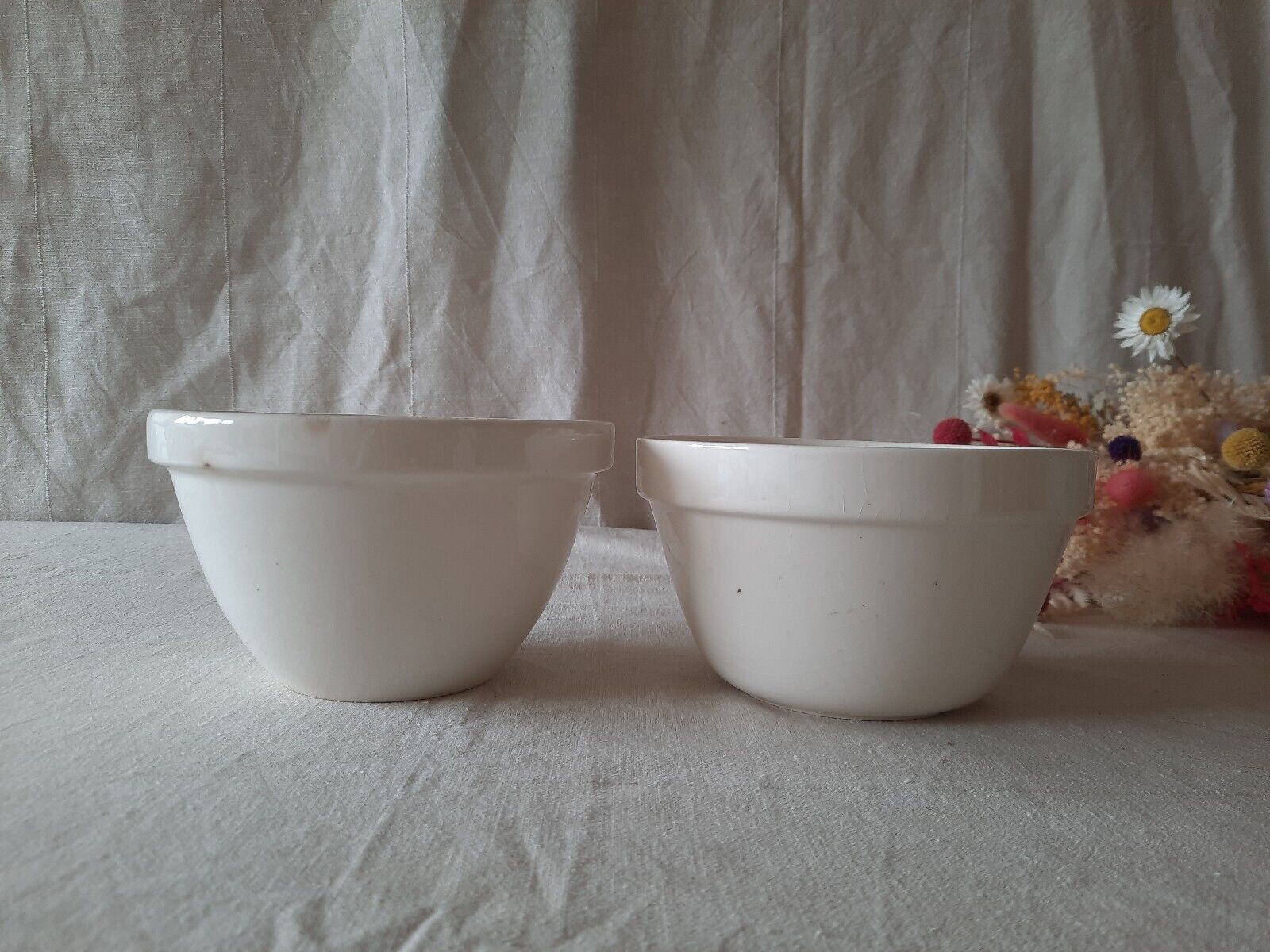2x VINTAGE Mason Cash Pudding bowl White Retro Stoneware crazed crackle antique!