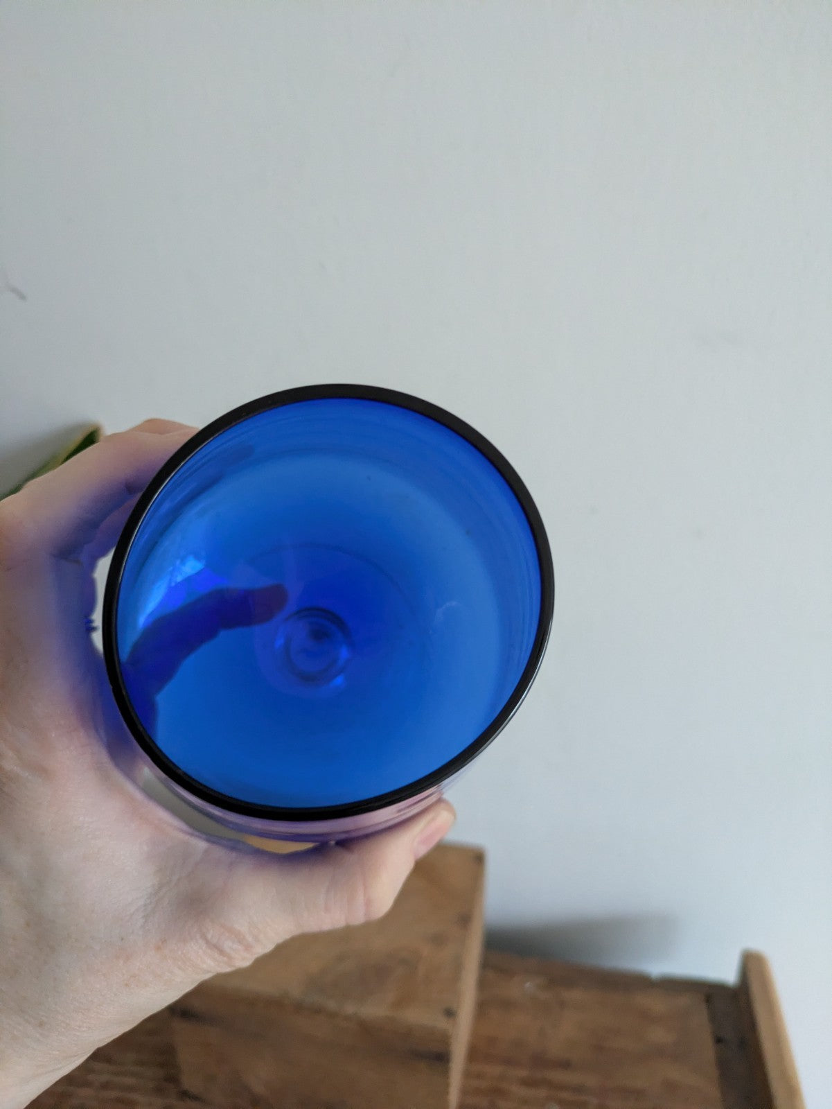 Bohemia Vintage Extra Large Blue Cobalt Brandy Glass Retro Mid Century Prop Vgc