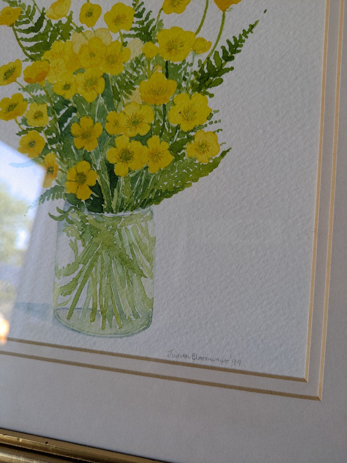 Original Watercolour Painting Judith Blathwayt Spring Buttercups Floral Flowers
