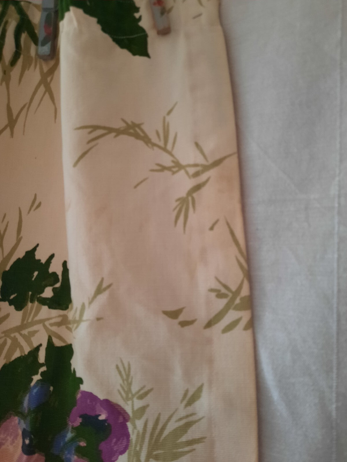 2.38 Metres Vintage French Romanex De Boussac Fabric Floral Flowers Curtain Old