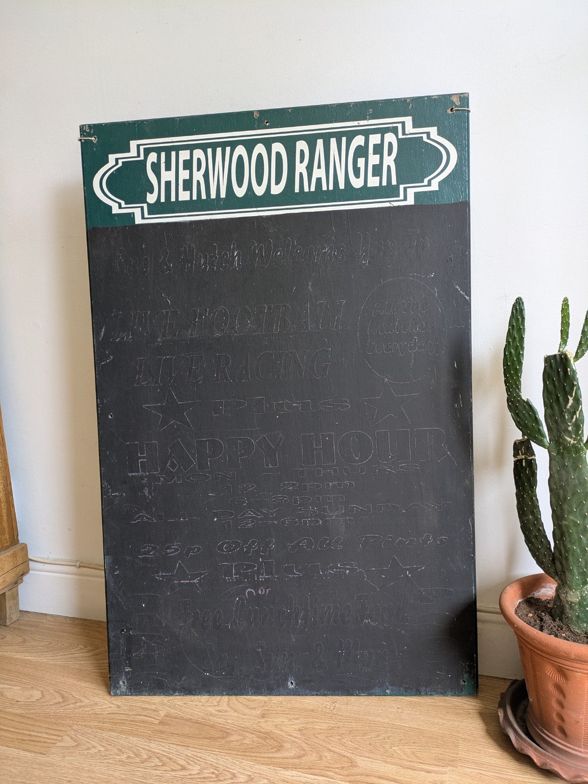 Pub Advertising Chalkboard Sherwood Ranger Club Reclaimed Noticeboard Football