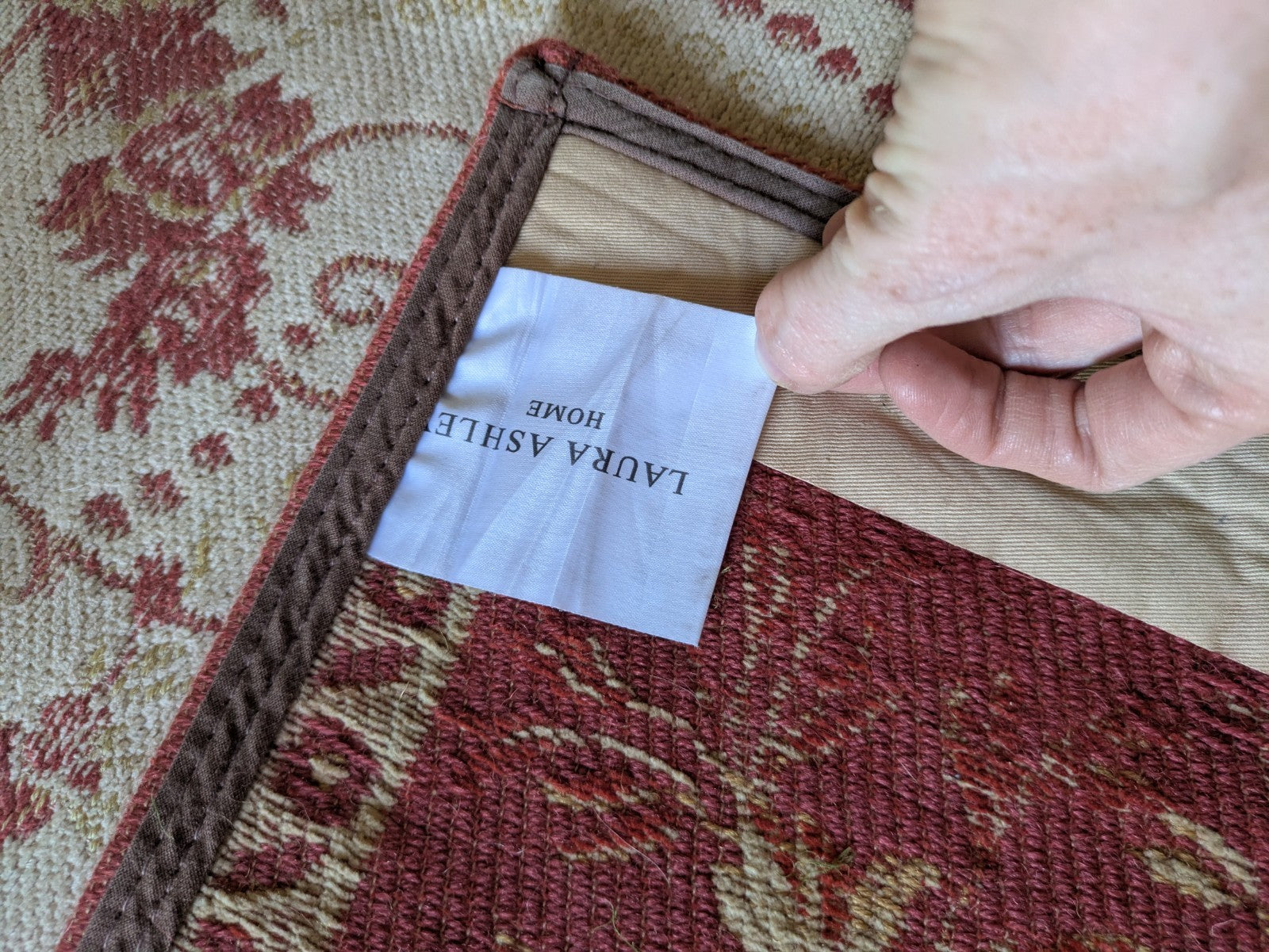 Laura Ashley Malmaison Rug Cream Red Vintage Traditional (234x165cm) Terracotta 