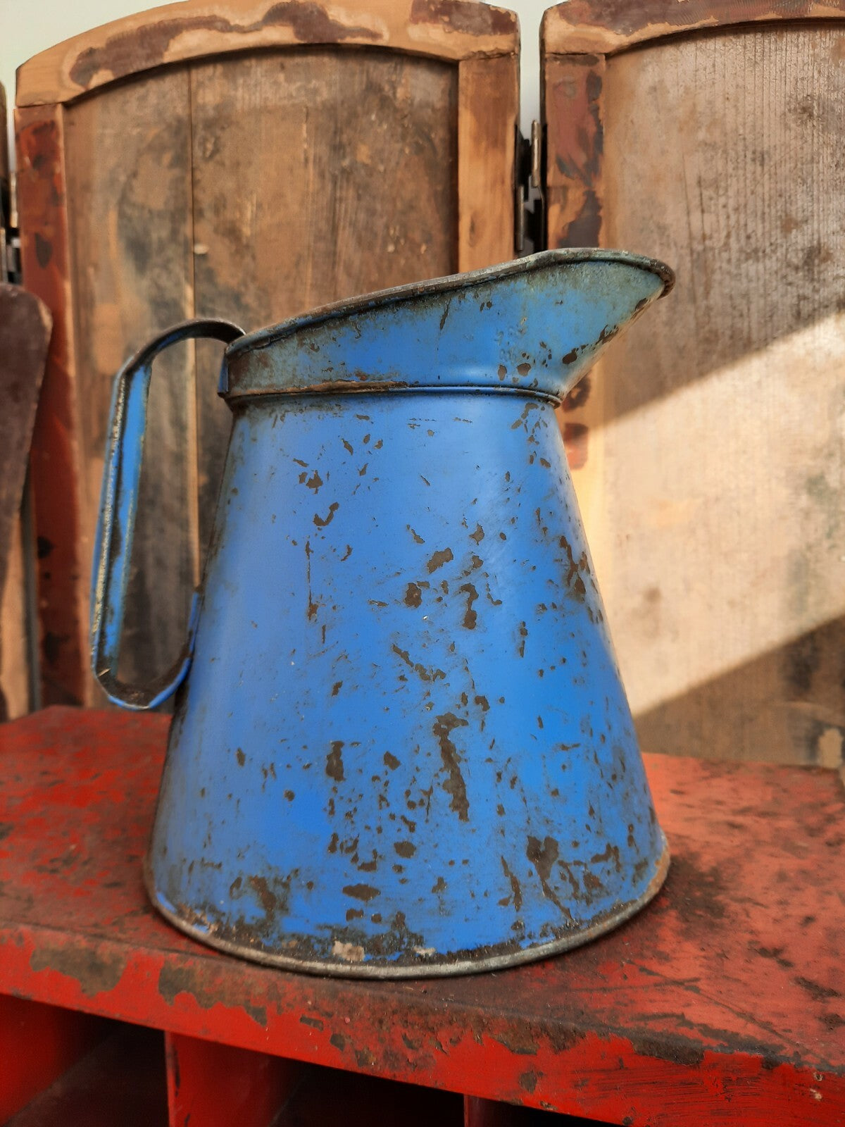 Vintage Blue Oil Jug, Pourer, Half Gallon, 1960's / 1970's Automobilia blue vase