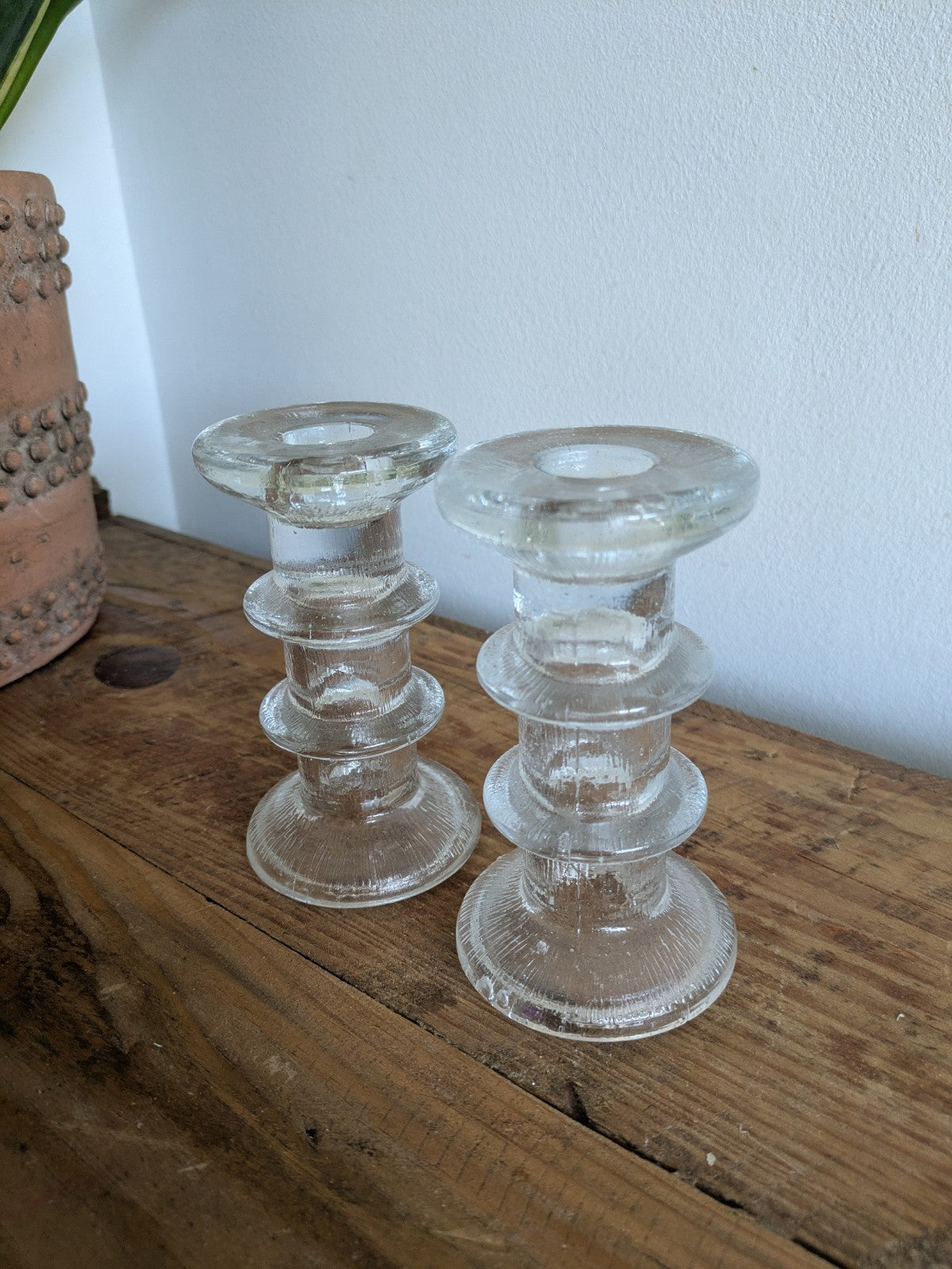 Pair Of Vintage Luminarc 'Nordic' Candle Holders MCM Retro Scandi Candle Sticks 