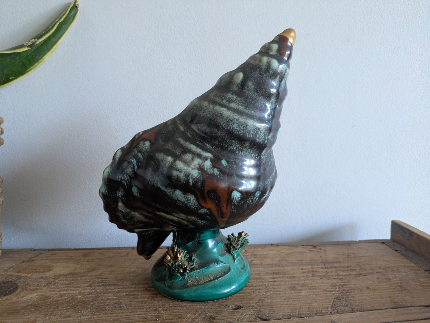 Superb Table Lamp Vallauris Ceramic Under The Sea Conch Shell French Coral VTG
