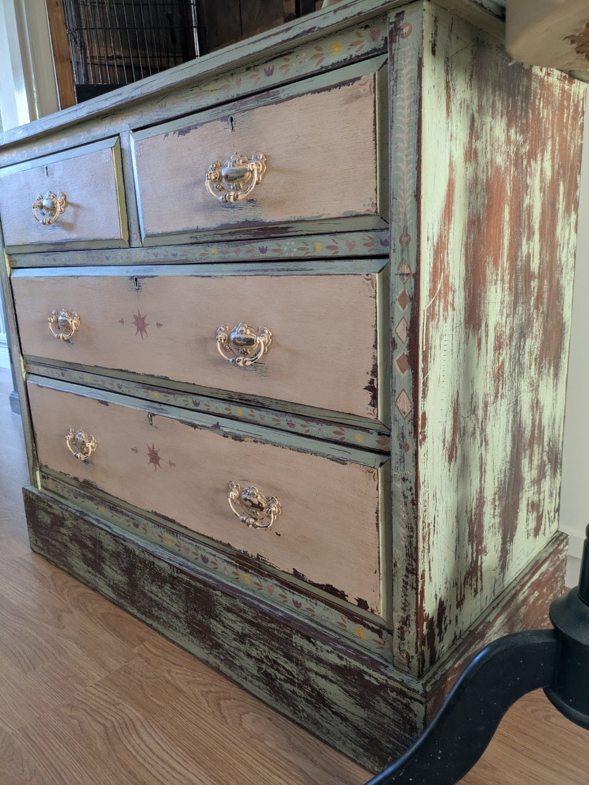 Antique Edwardian Sideboard Chest Of Drawers Vintage Hand Painted Distressed 