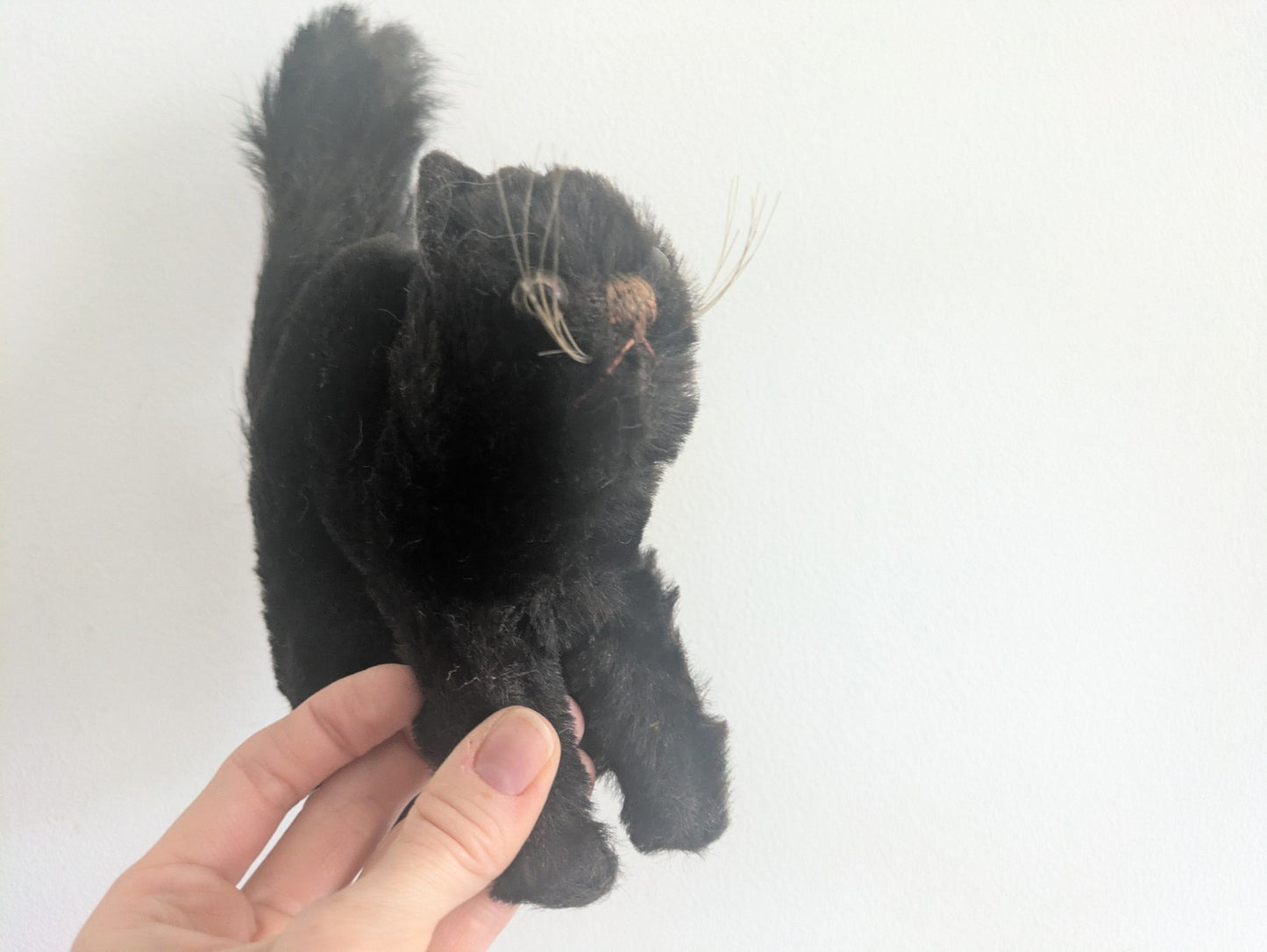 Vintage Steiff Scaredy Black Tom Cat Halloween Angry Mohair Kitten Farnell Back