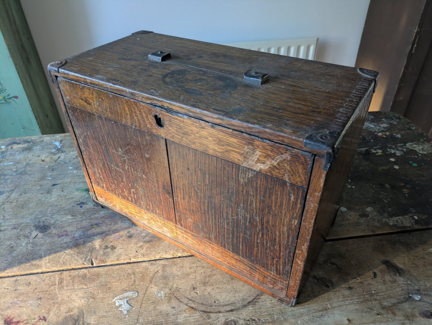 Vintage Oak 1930s Chest Drawer Vintage Engineers Wooden Tool Box Toolmakers Box 