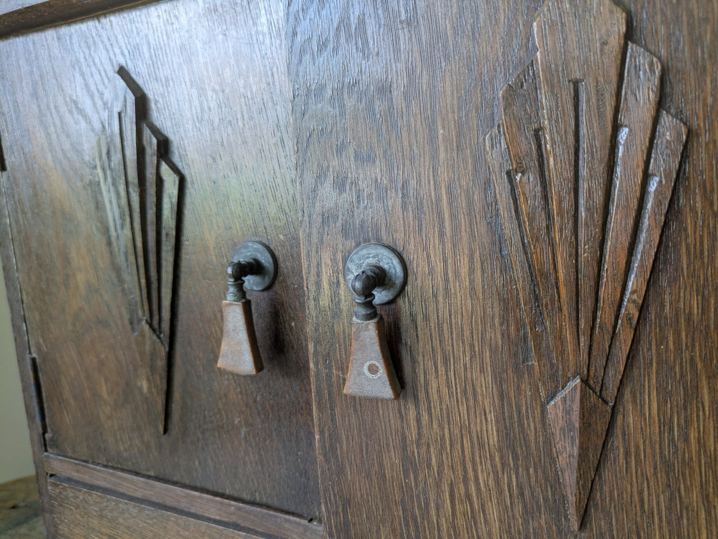 Antique Art Deco Oak Double Fronted Bathroom Wall Vtg Smokers Cabinet Medical 