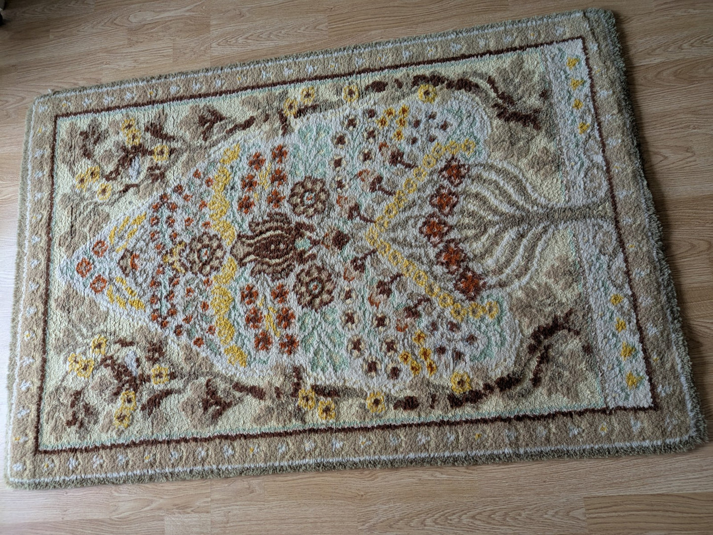 rug quality carpet fireside Tree Of Life vintage retro rectangular old rare Vgc