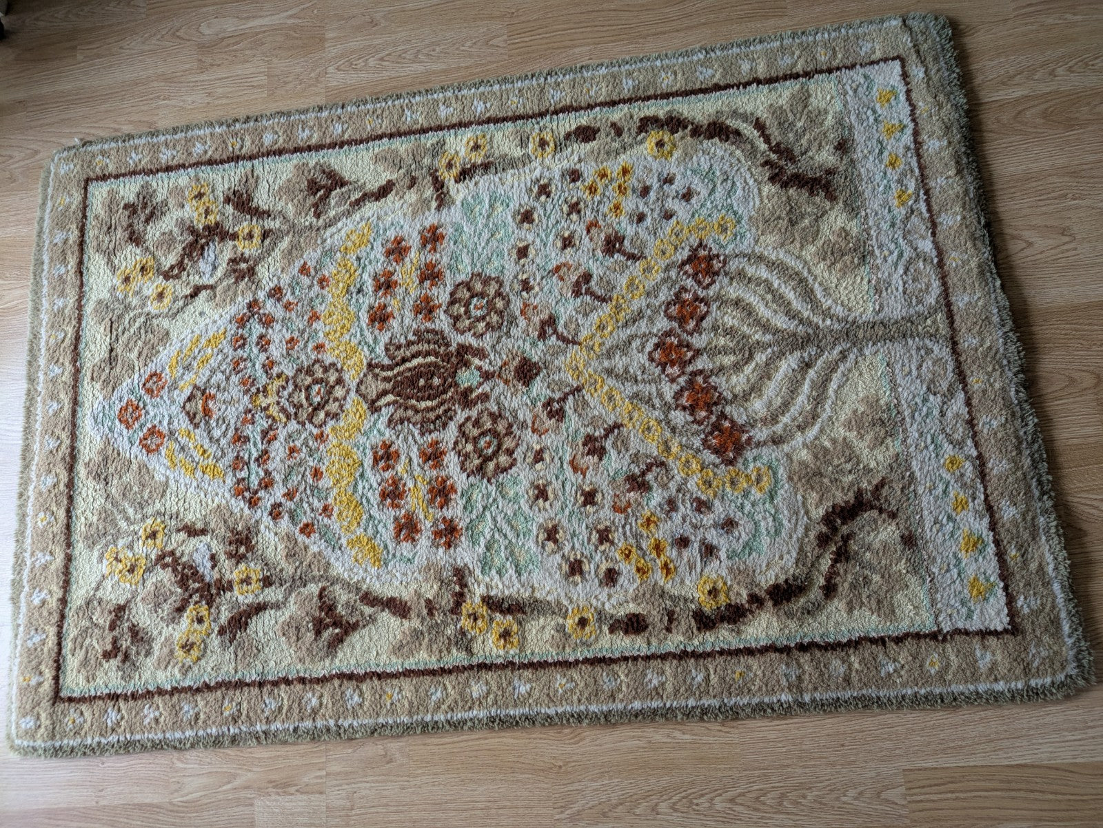 rug quality carpet fireside Tree Of Life vintage retro rectangular old rare Vgc