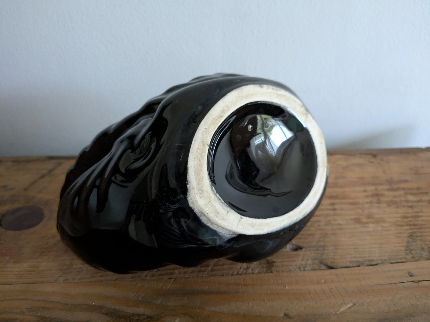 Large Black Swan Flower Vase Mantle Ornament Vintage Ceramic Centrepiece