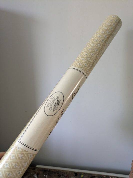 1x Vintage Laura Ashley Wallpaper Gold Diamond Pattern | 1982 | 059139 Sealed