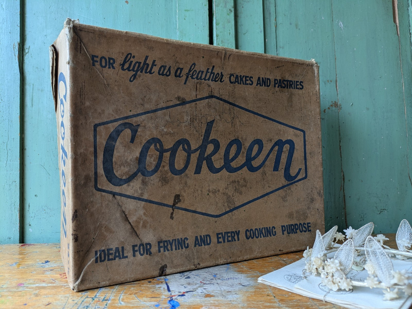 Cookeen Box Vintage Packaging Kitchenalia Food Advertising Cakes Pastries Prop