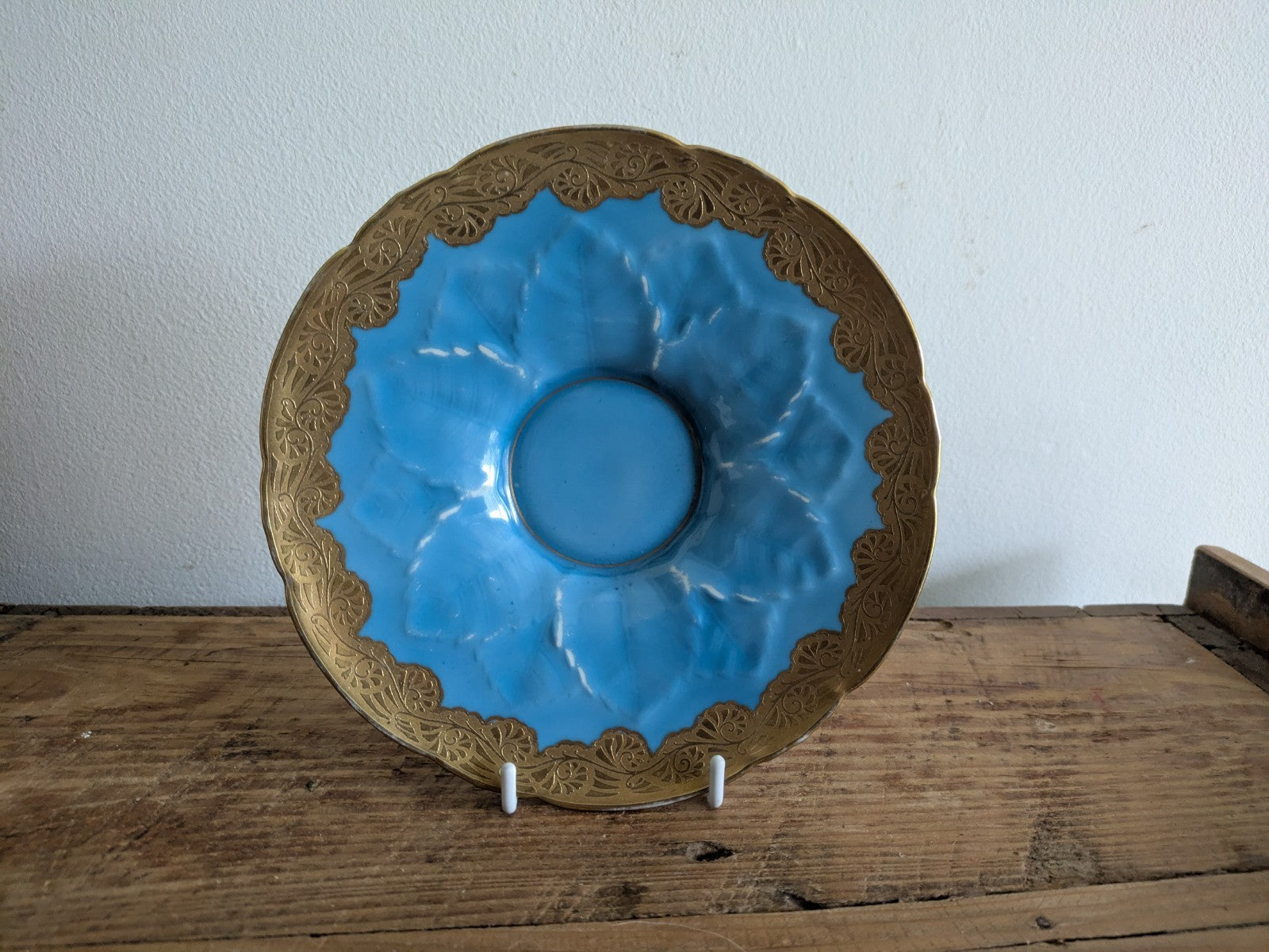 Vintage Plate Saucer Royal Bayreuth Blue With Gilt Gold Rim Bavaria Germany Rare
