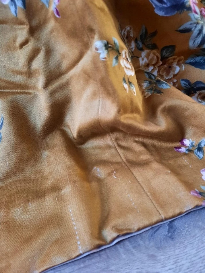 Vintage Cravendale Floral Curtain SINGLE W236cm D161cm Satin mustard yellow