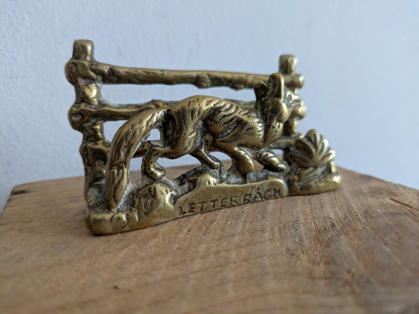 Antique Brass Letter Rack Circa 1890 Fox By The Fence Ornate Design Vintage Vgc