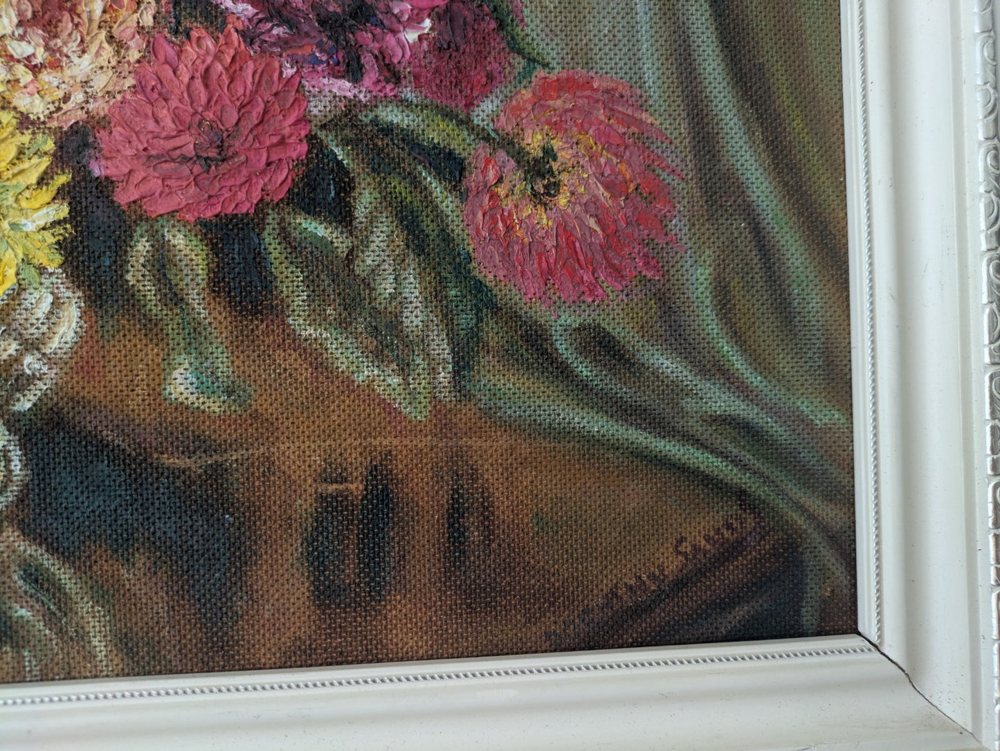 Vintage Still Life Painting Flowers Floral Bouquet Framed Vgc Old Signed D Sands