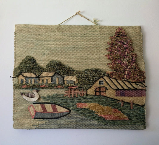 Vintage Countryside Cottage Wall Hanging Tapestry Woven Home Decor Tufted Duck