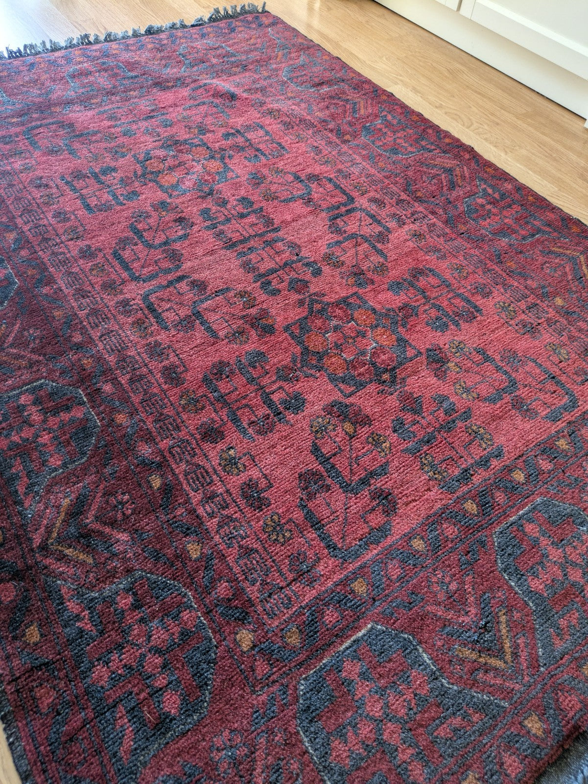 Afghan Handwoven Oriental Rug 151x99cm Top Condition Oriental Carpet Rug Red Lrg