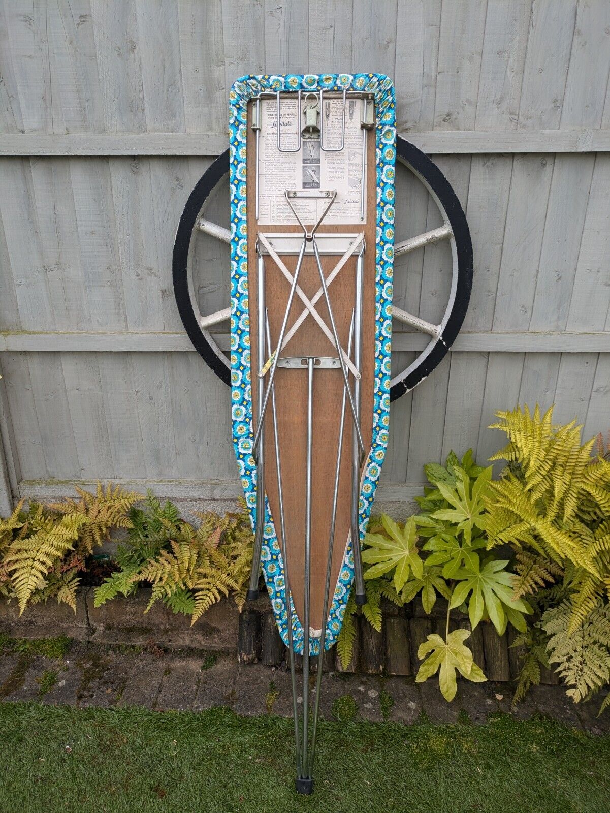 Rare 1950s French Libellule Vintage Ironing Board with Sleeve Retro Atomic Prop 