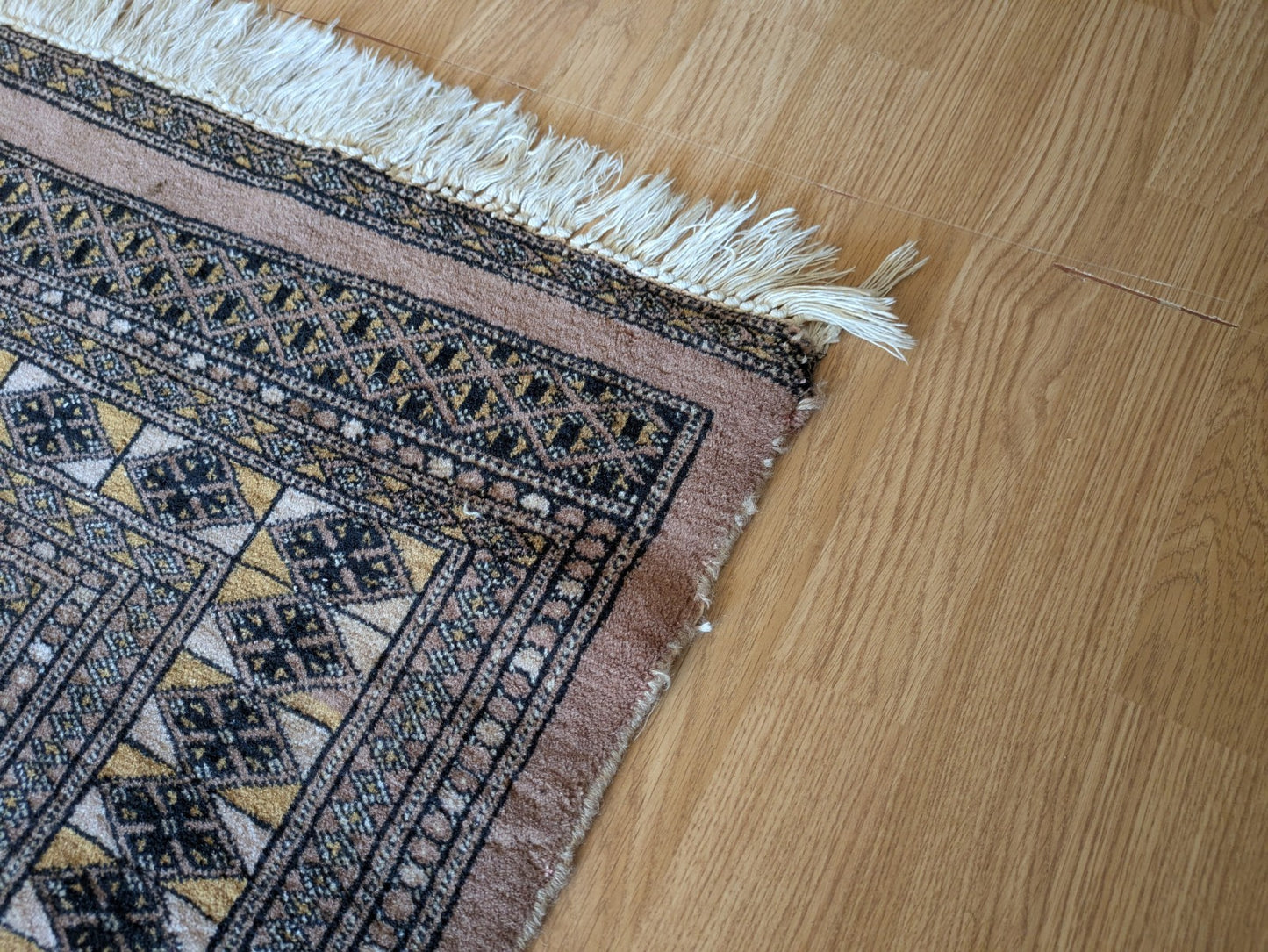 Cream Bokhara Hand Knotted Oriental Wool Afghan Turkmen Area Rug Gul Motif  Vgc