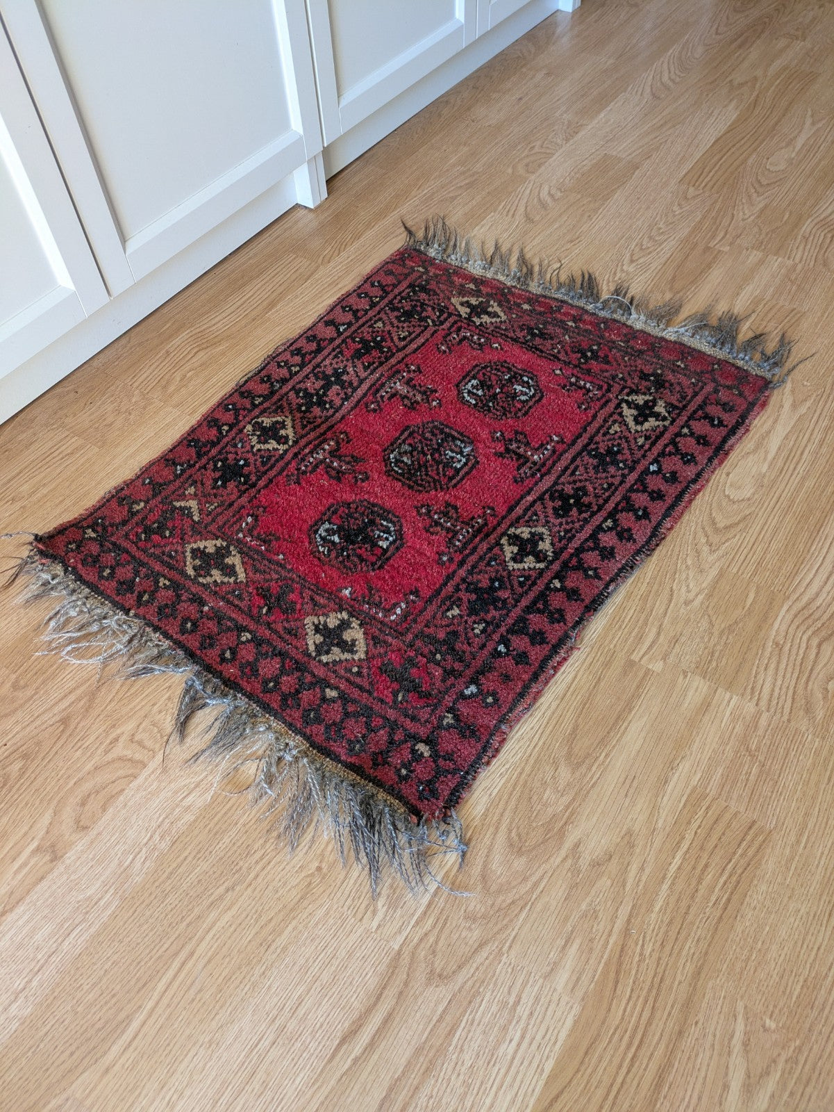 Vintage Oriental Turkish Wool Rug Red Tones 52.5cm x 64cm Eastern Kayam Carpet 