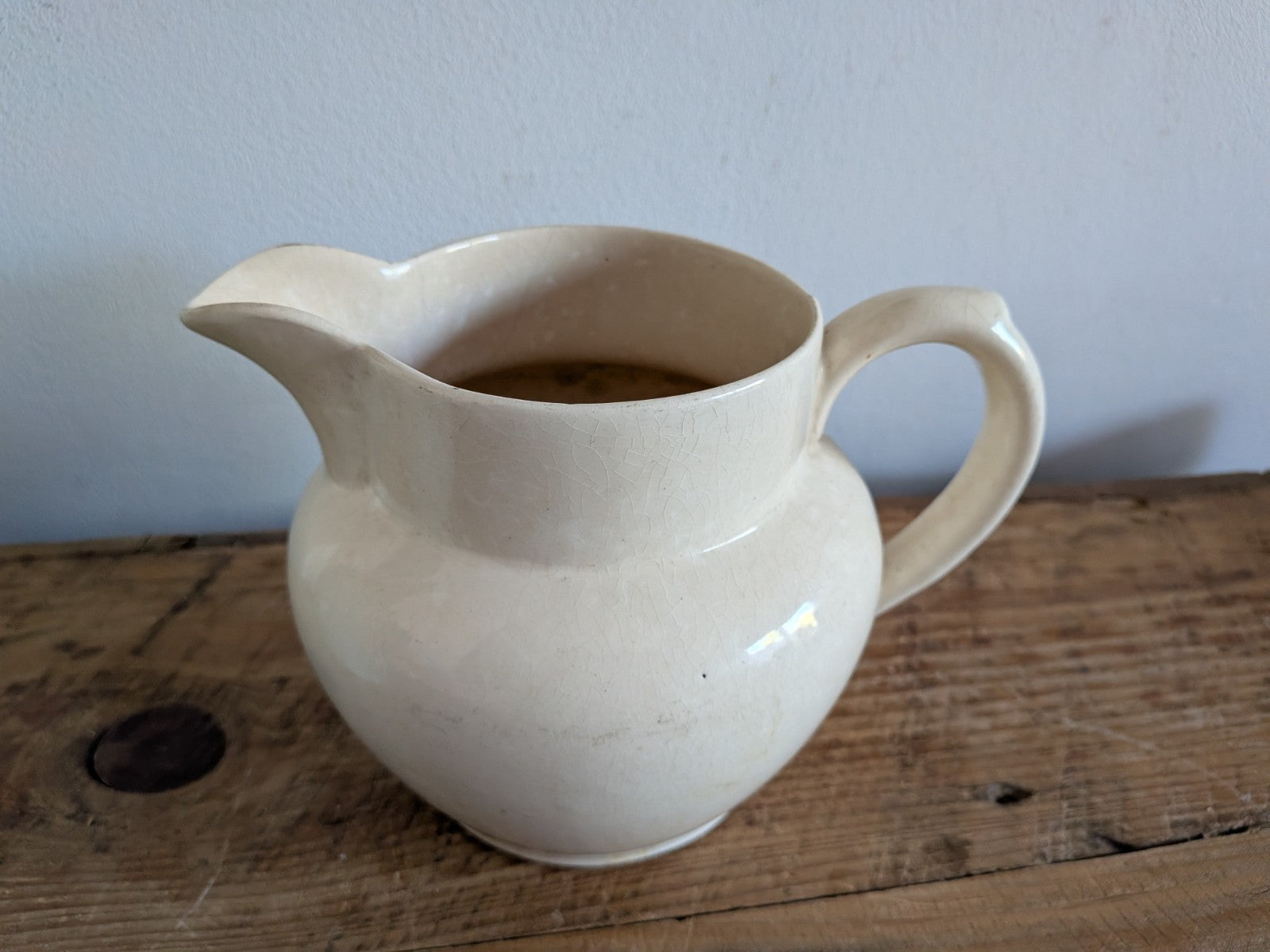1940s Thomas Forester & Sons White Jug Pitcher Vase Crazing Buttering Vintage 
