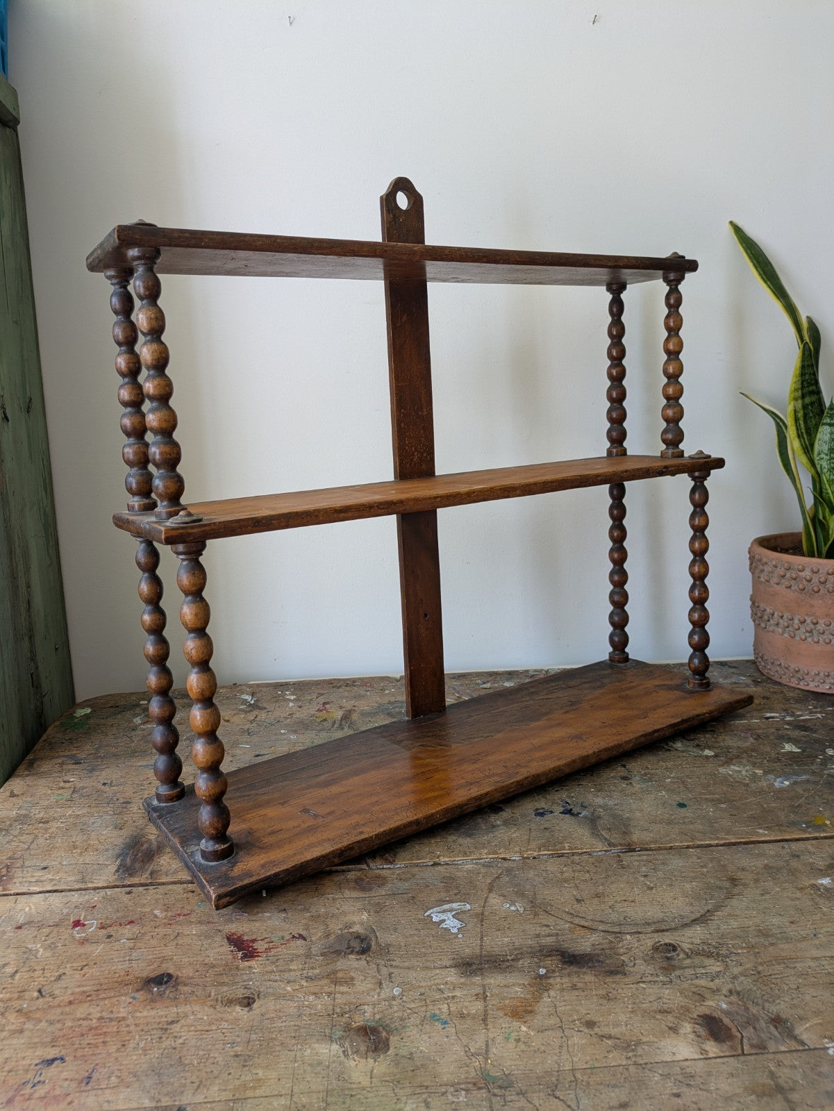 Antique Victorian French Console Shelves Whatnot Shelves with Bobbin Spindles