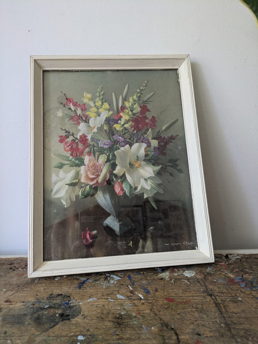 Vintage Vernon Ward Floral Art Print Wall Hanging Home Decor Summer Flowers Vgc
