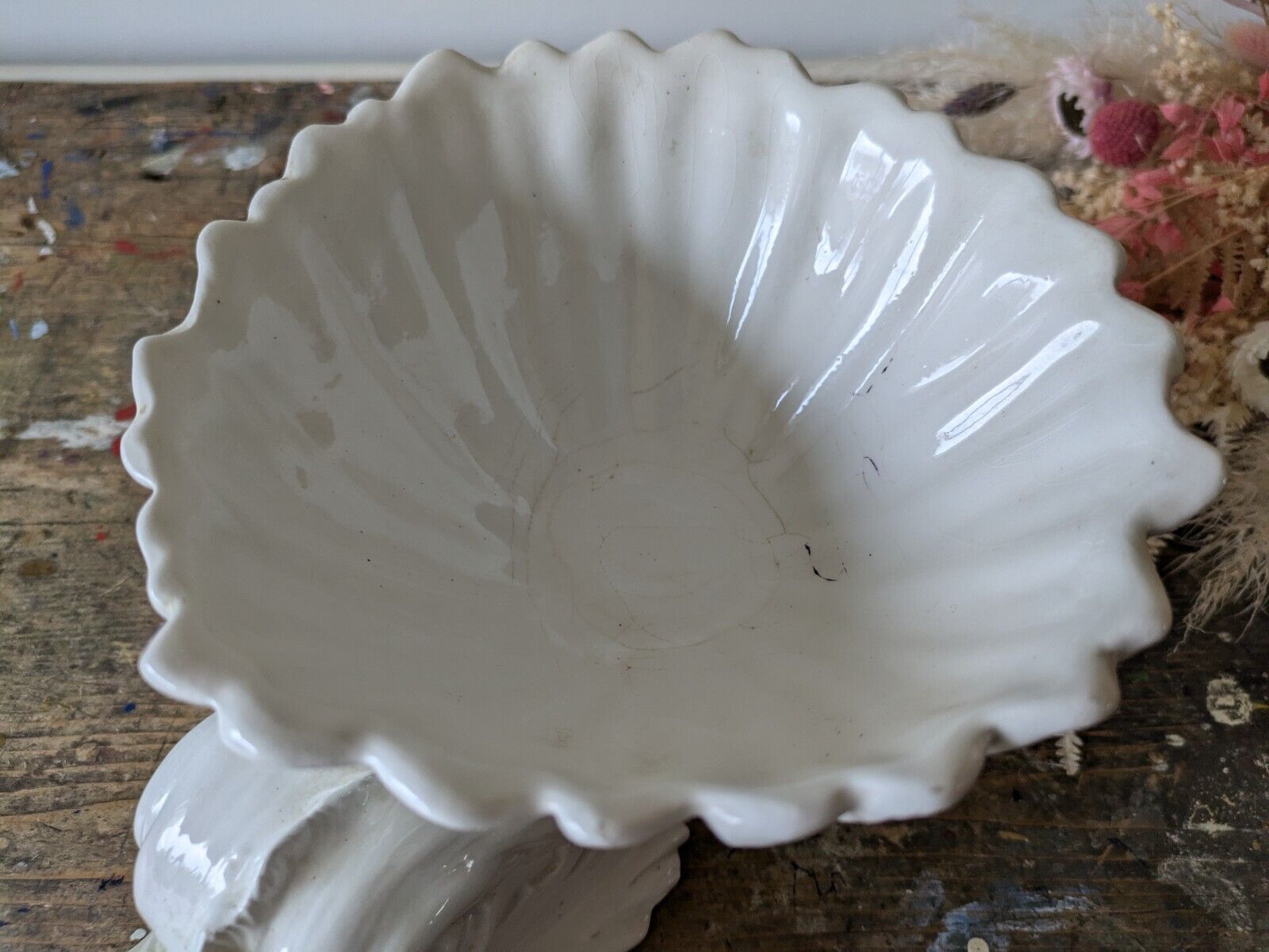 Rare Vintage Rita-Dal-Pra - Italian Ceramic Dolphin Fish White Ornamental Bowl