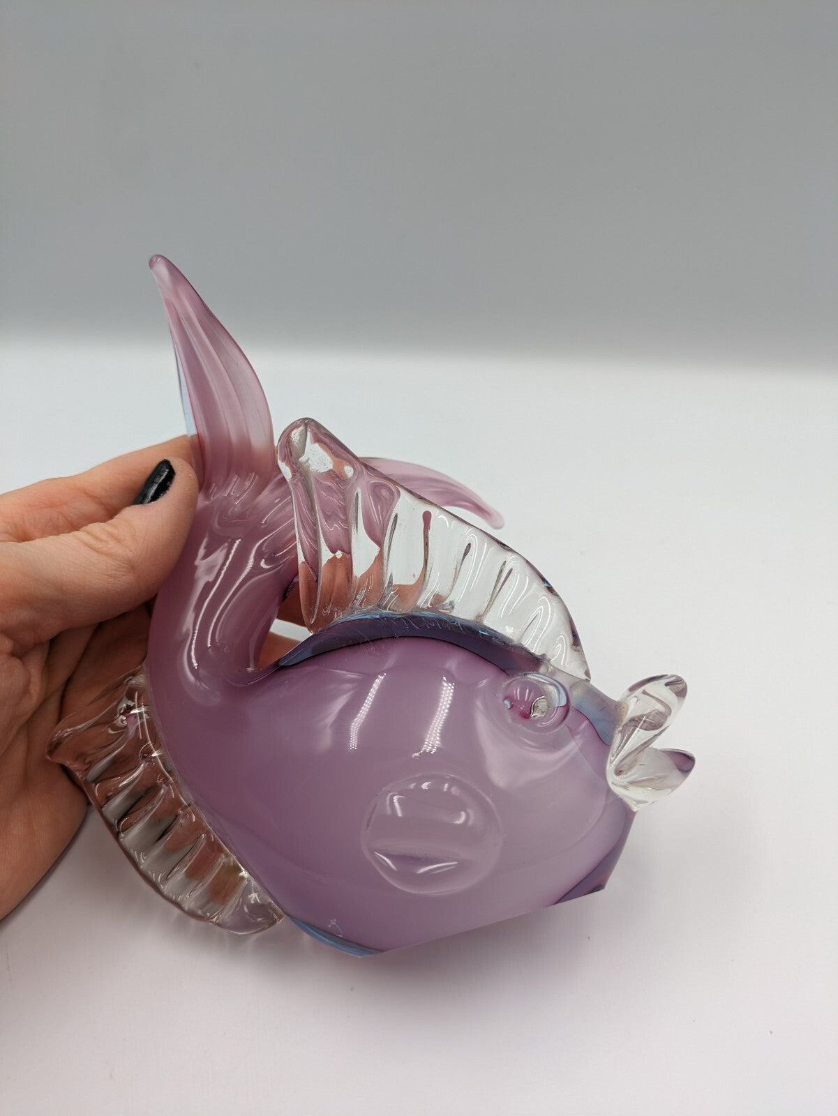 1950's Murano Archimede Seguso Pink Opaline Hand Blown Art Glass Fish Sculpture 